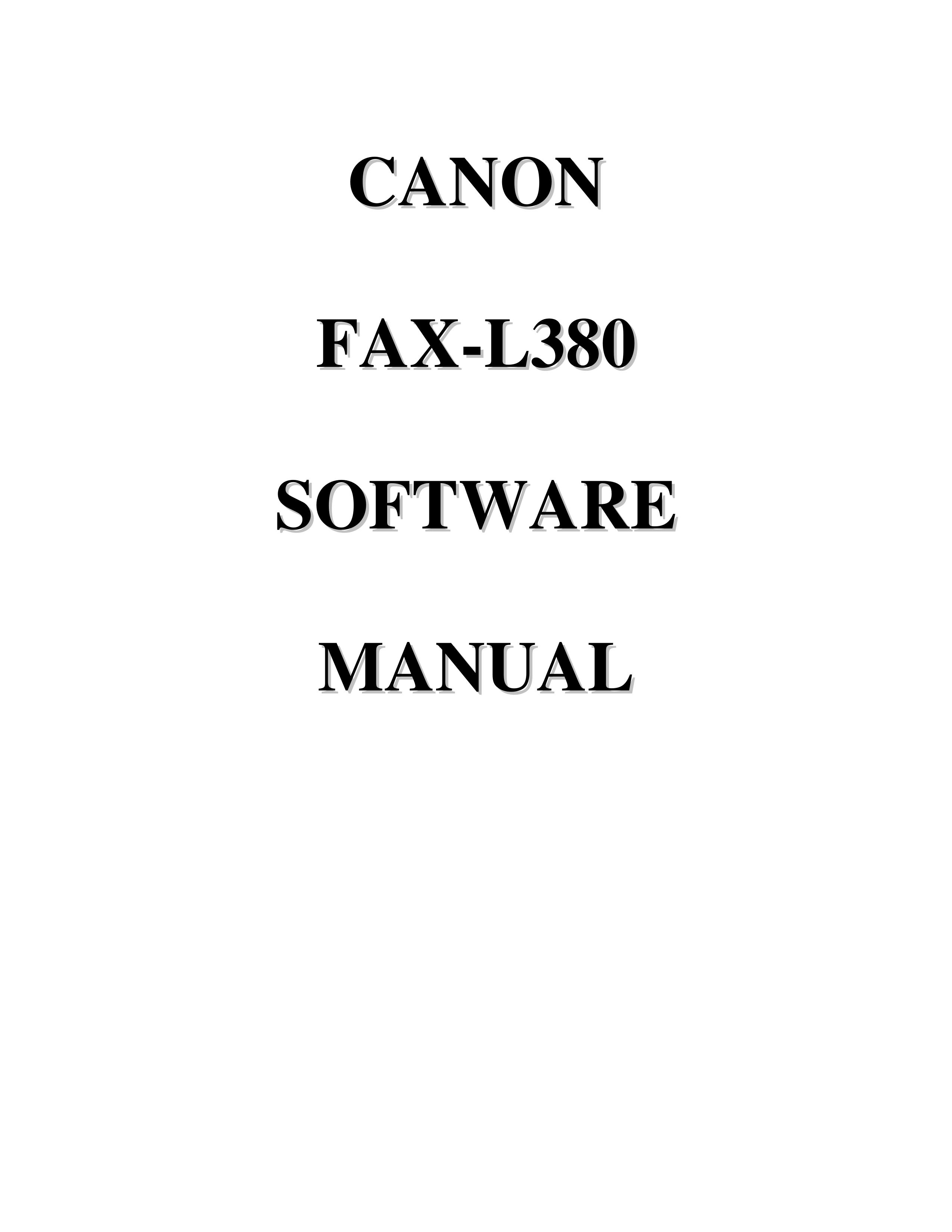 Canon Fax-L380 Photo Printer User Manual