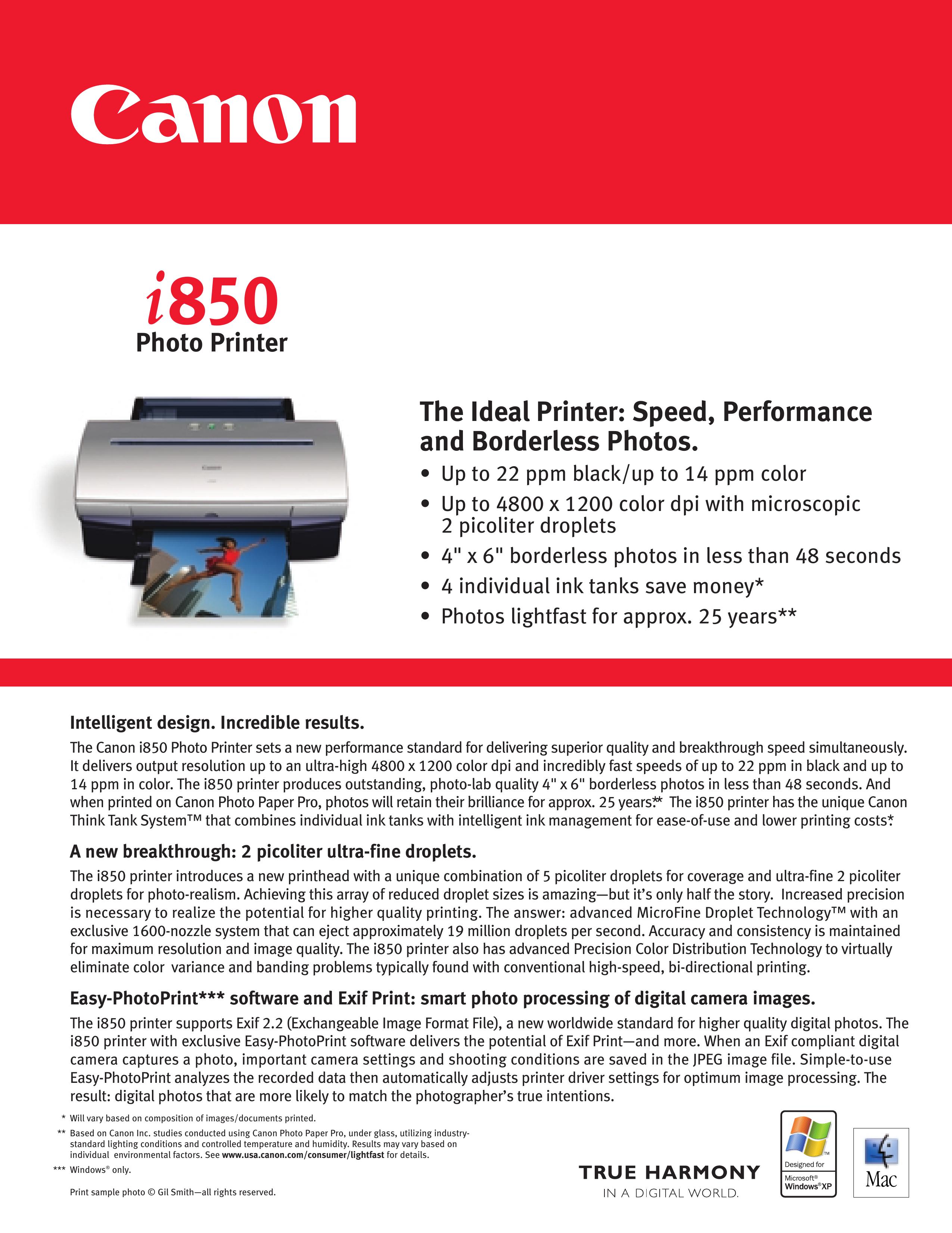 Canon i850 Photo Printer User Manual