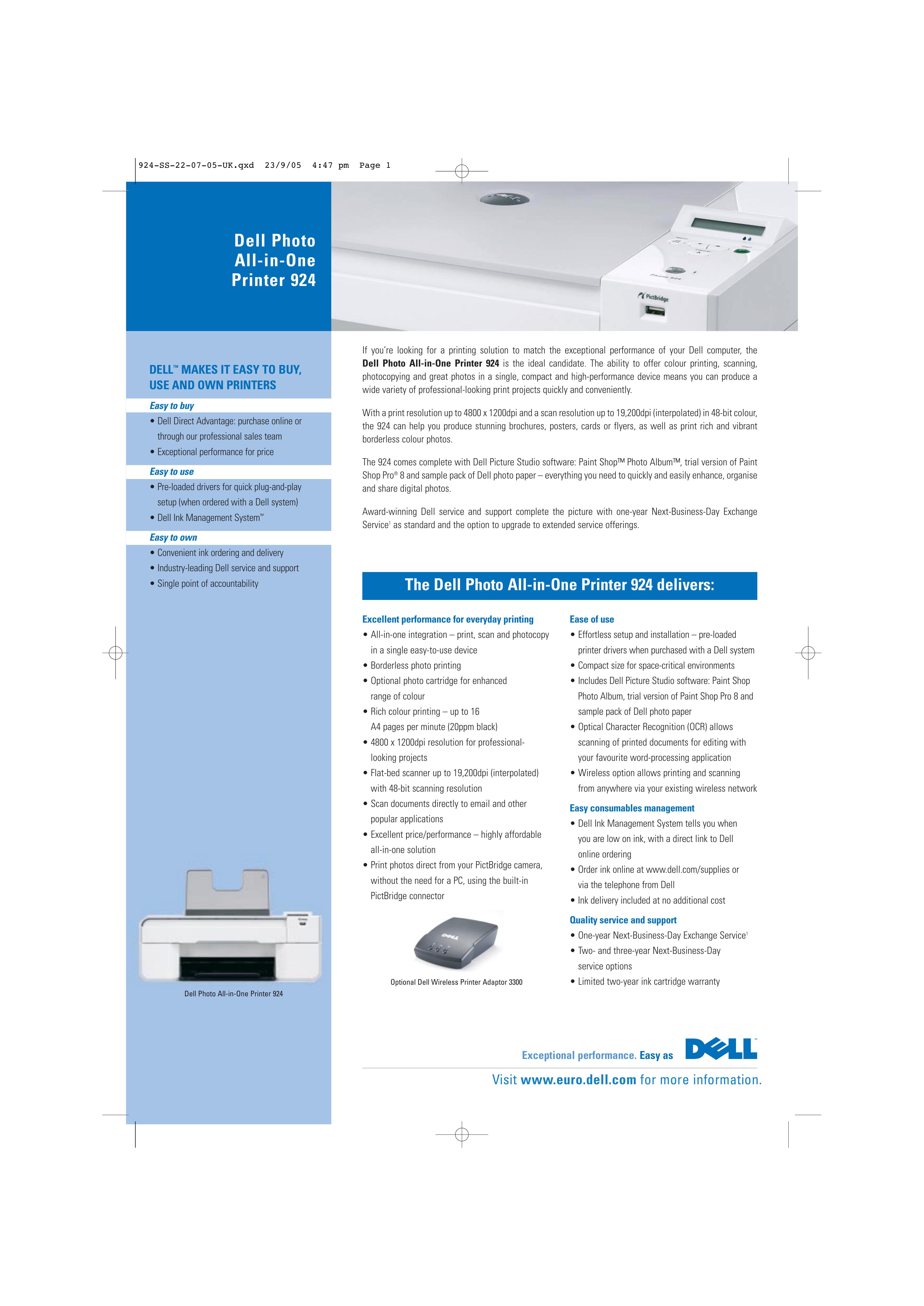 Dell 924 Photo Printer User Manual