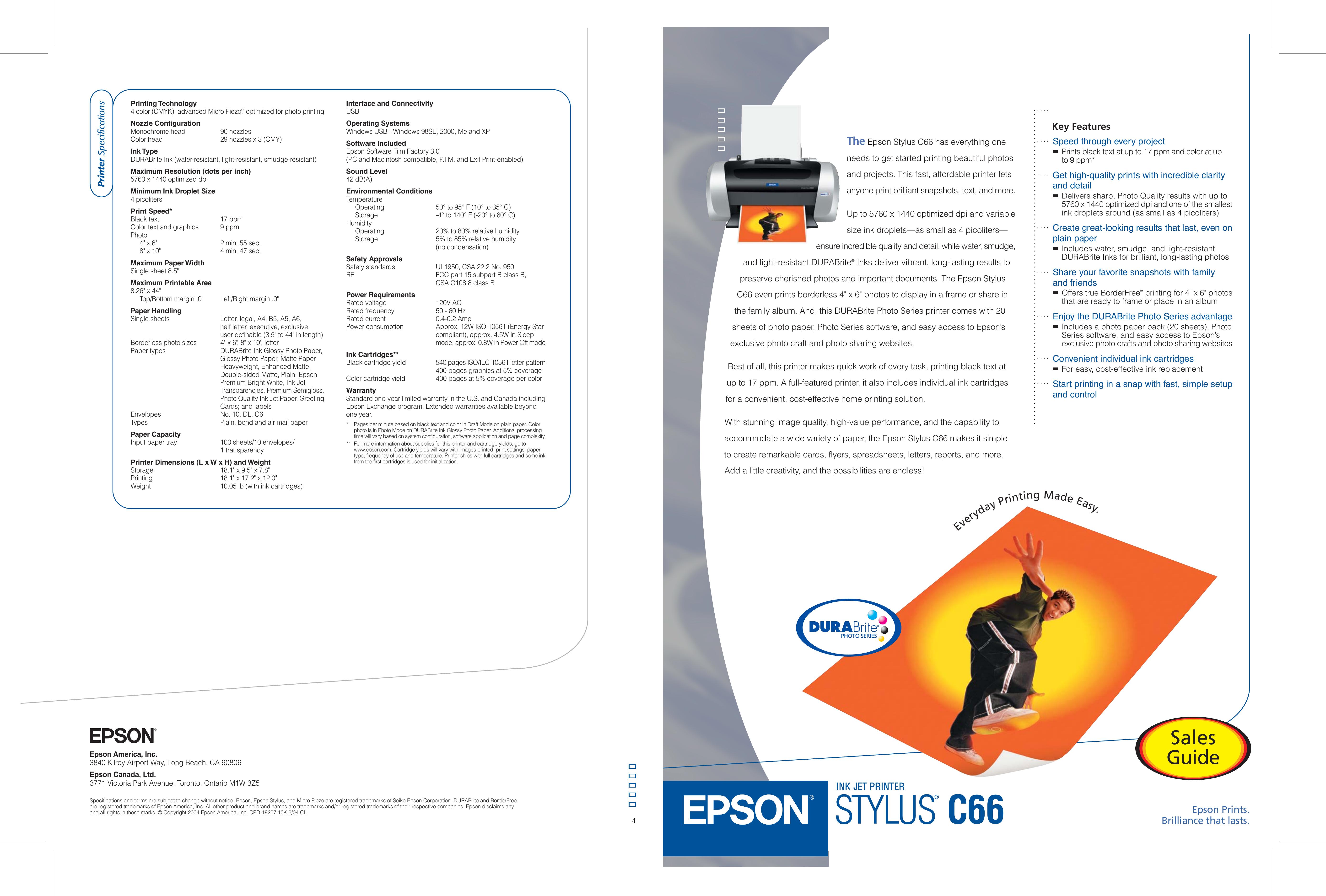 Epson C66 Photo Printer User Manual