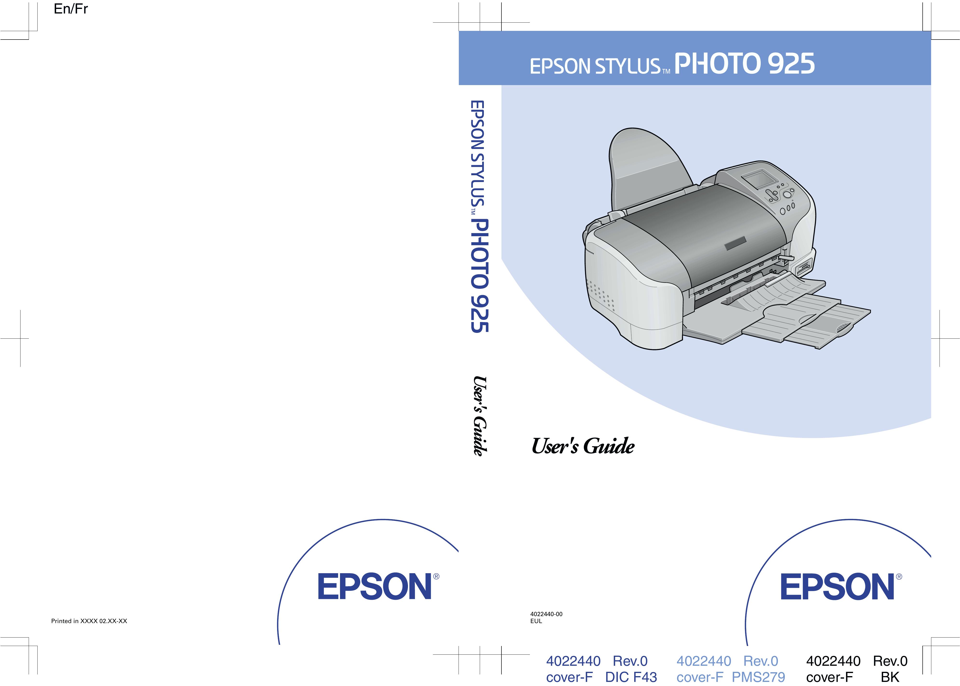 Epson Photo 925 Photo Printer User Manual