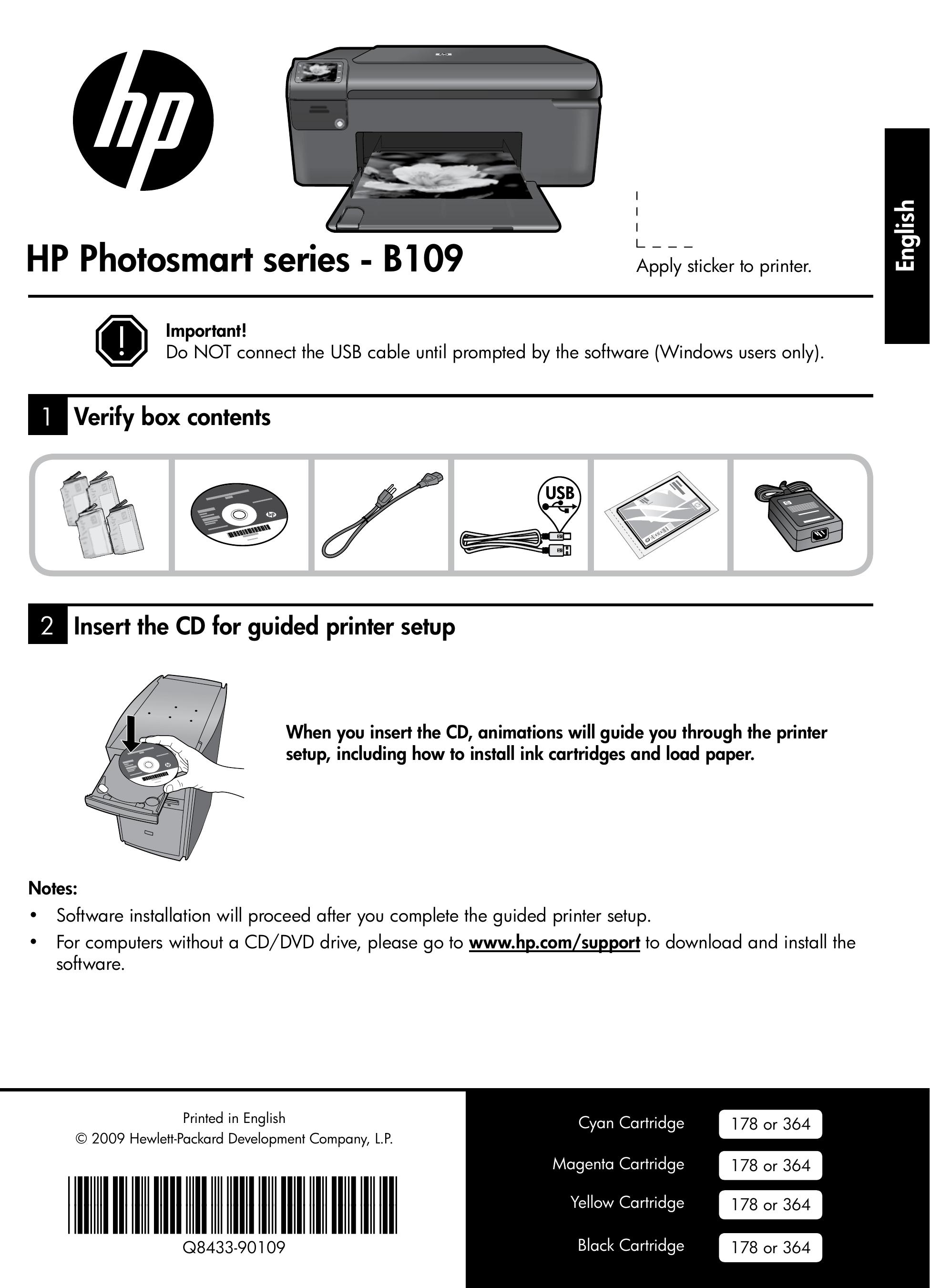 HP (Hewlett-Packard) B109 Photo Printer User Manual
