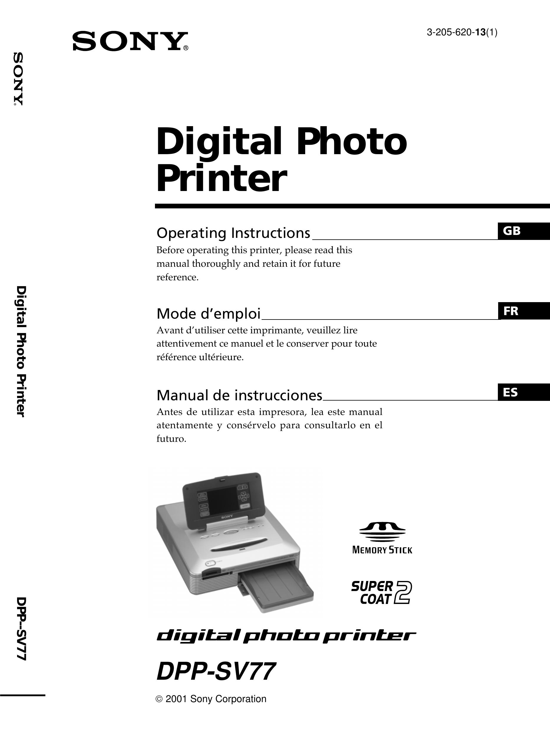 Sony DPP--SV77 Photo Printer User Manual