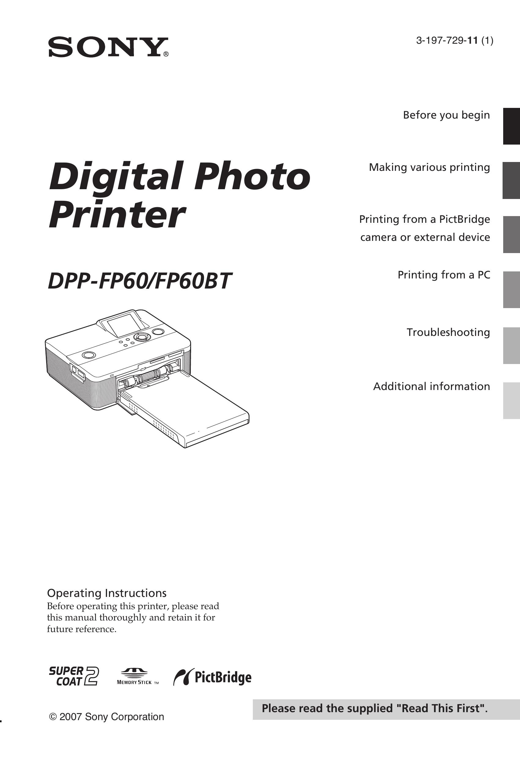 Sony DPP-FP60 Photo Printer User Manual