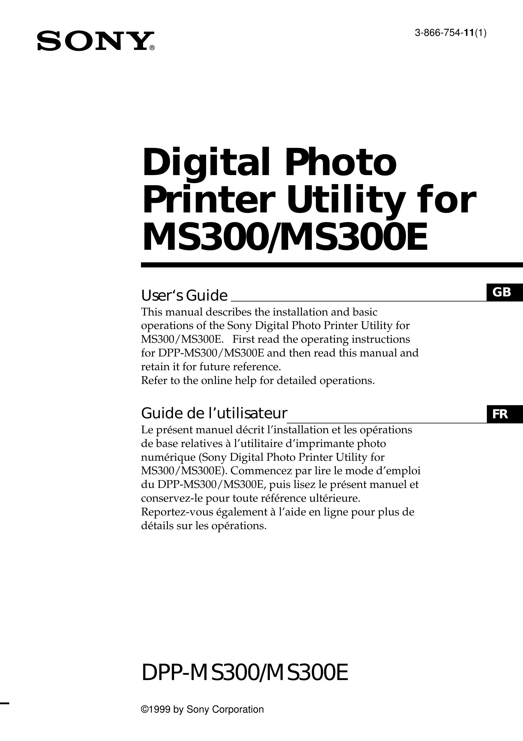 Sony DPP-MS300 Photo Printer User Manual