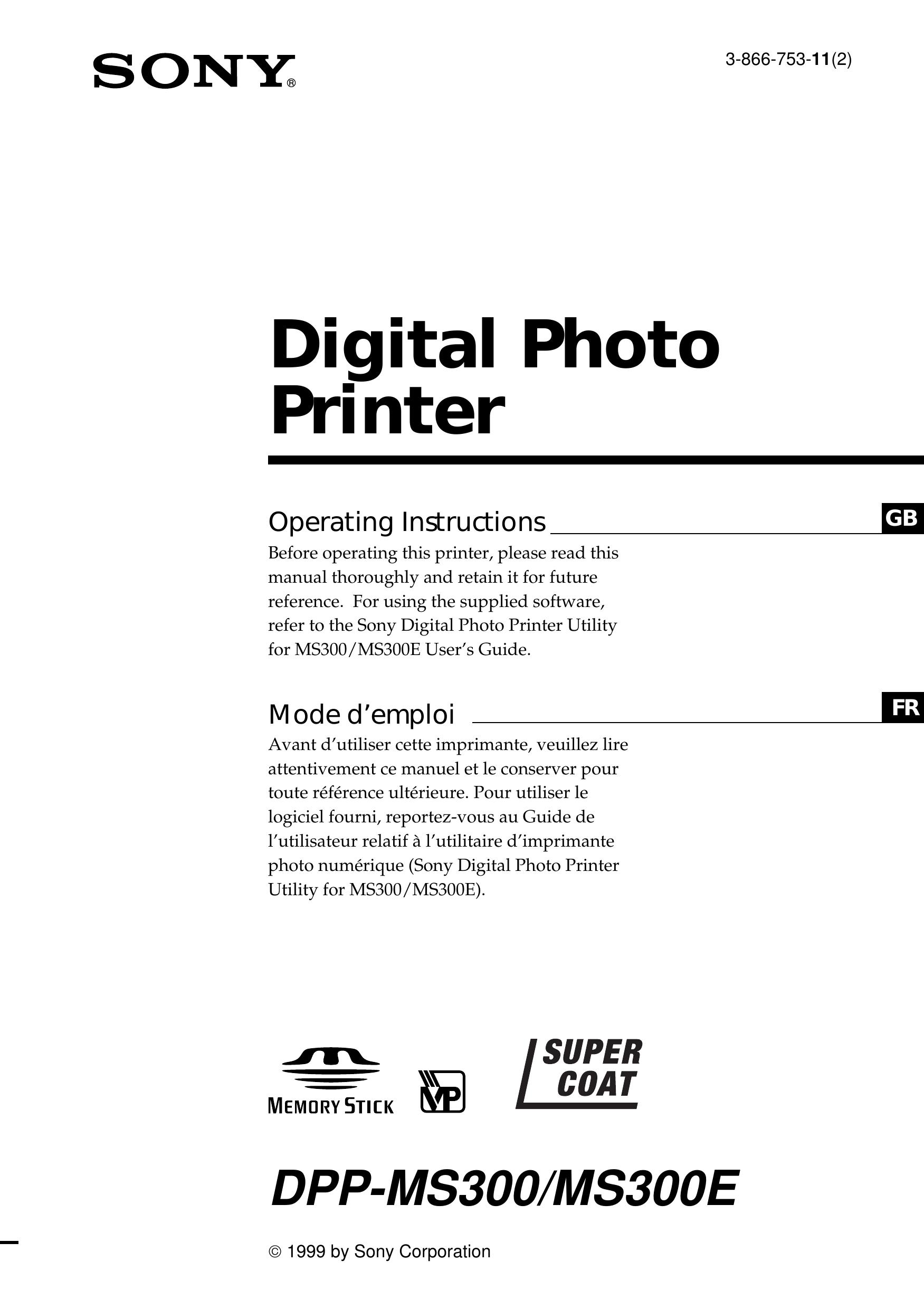 Sony DPP-MS300E Photo Printer User Manual