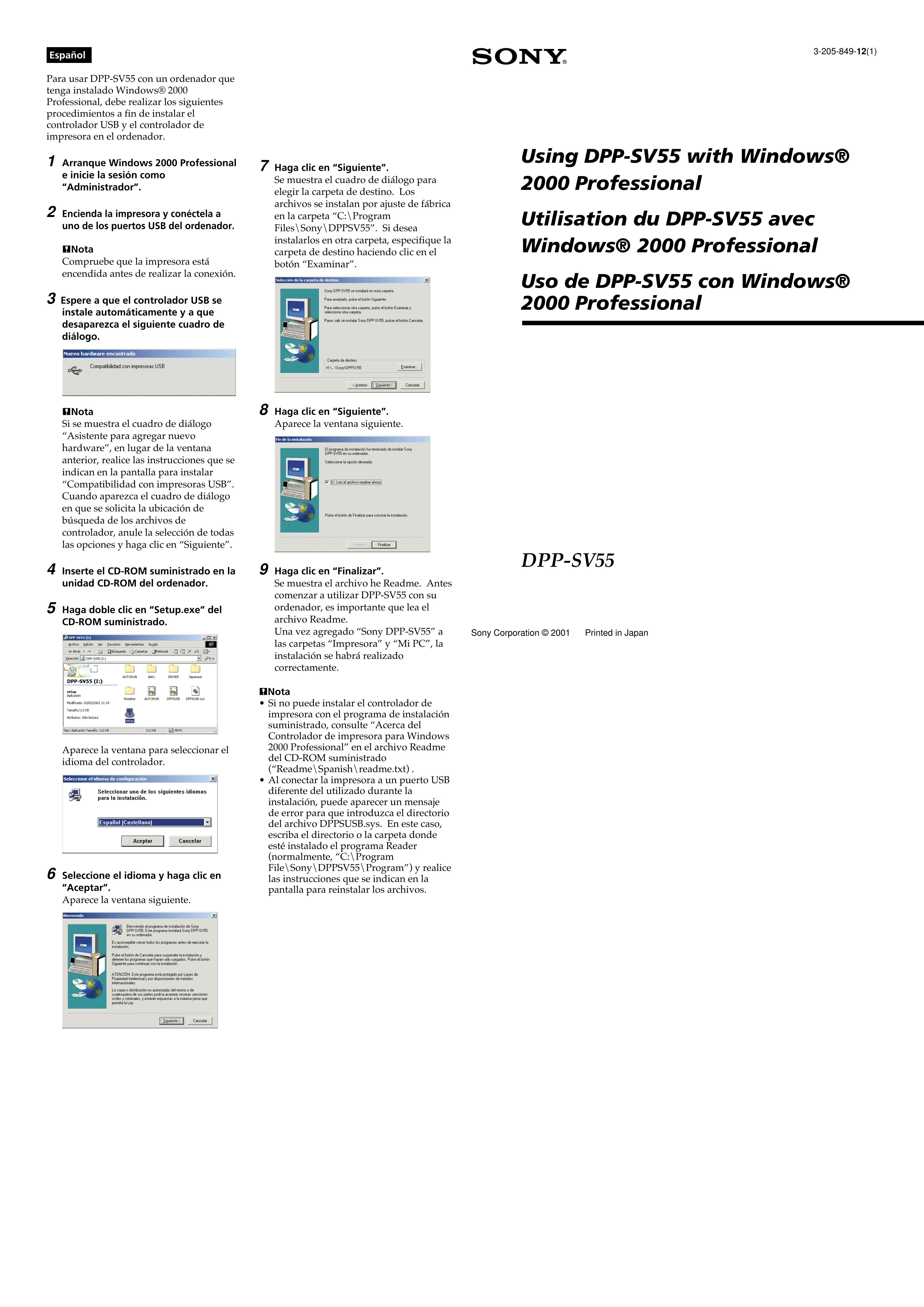 Sony DPP-SV55 Photo Printer User Manual