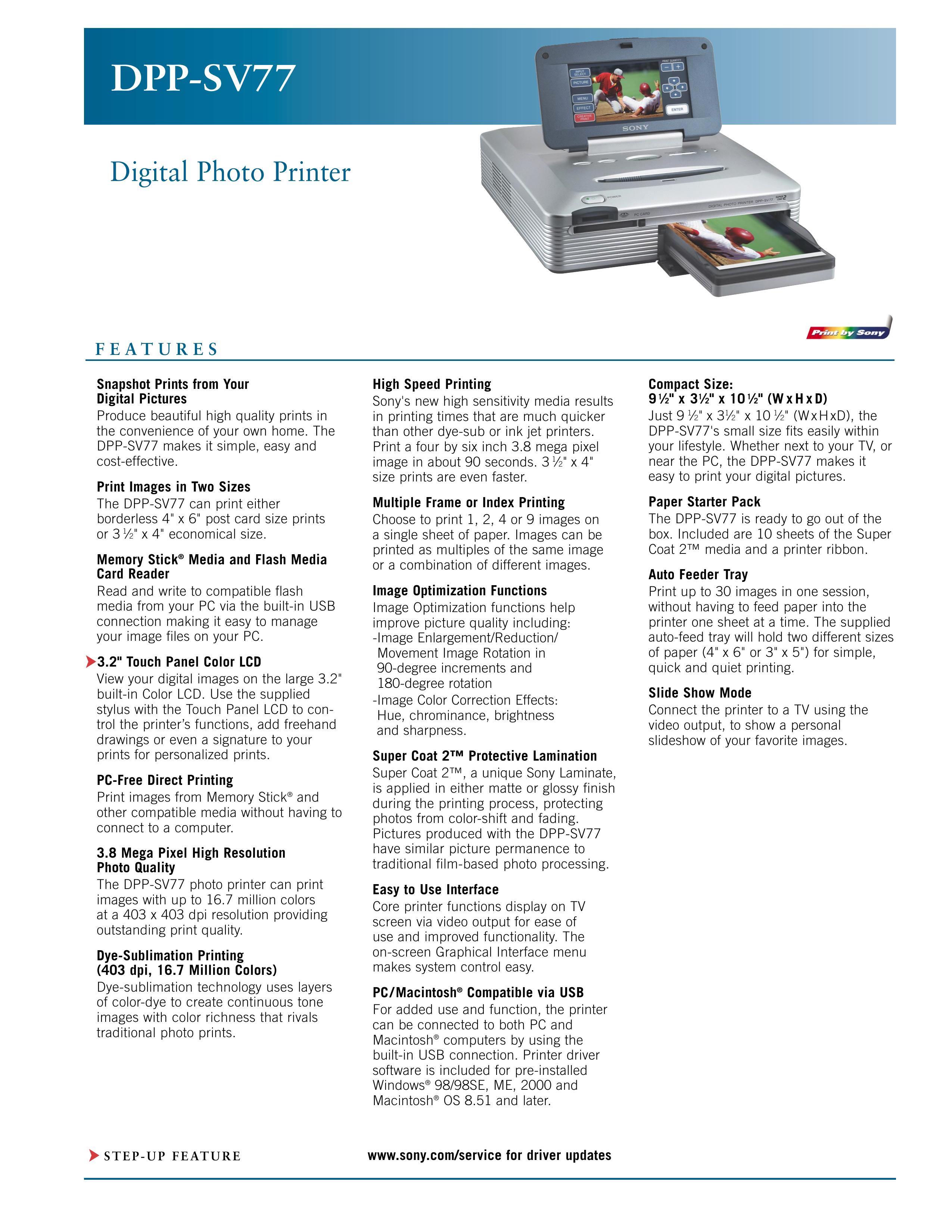 Sony DPP-SV77 Photo Printer User Manual