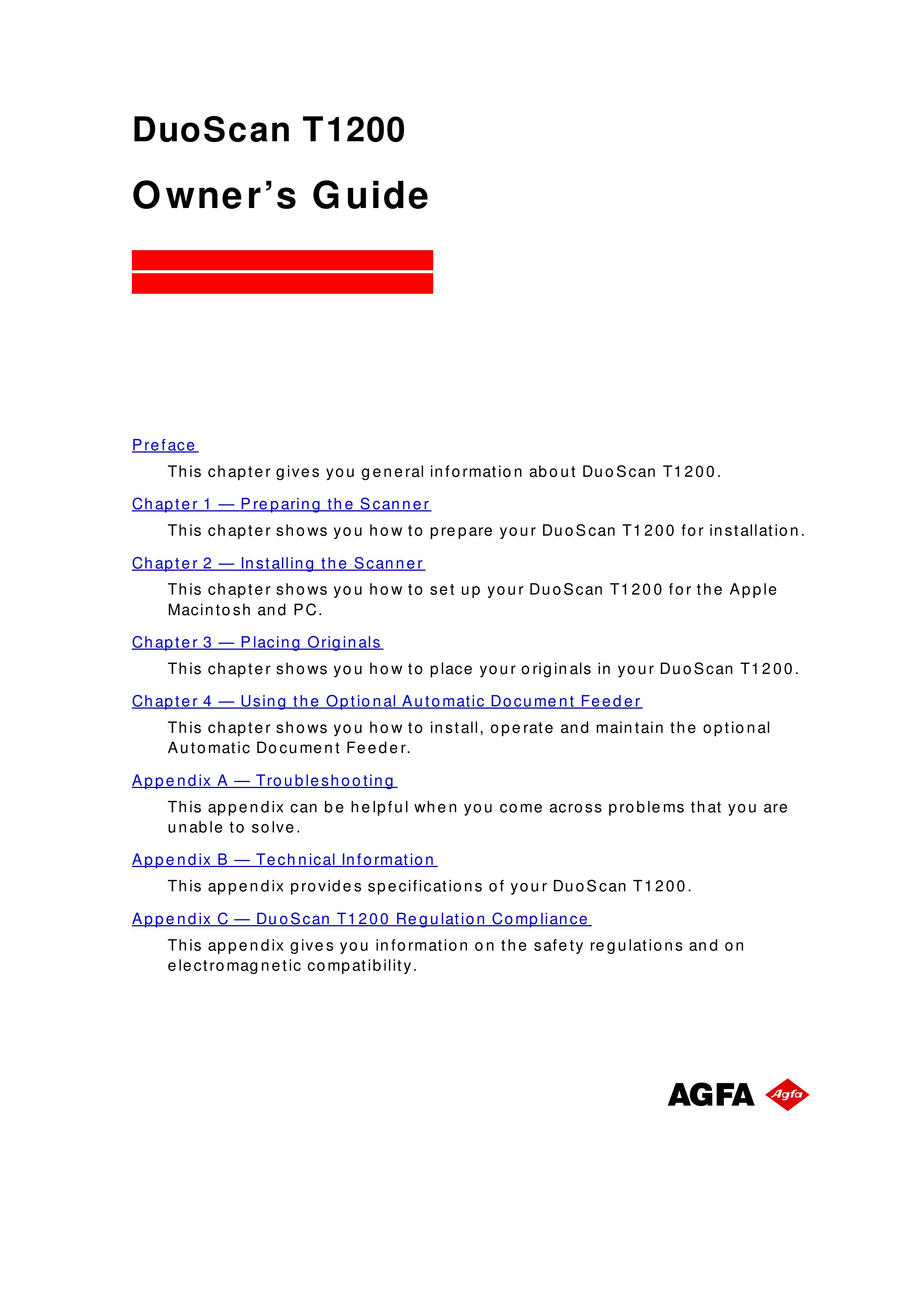 AGFA 1200 Photo Scanner User Manual