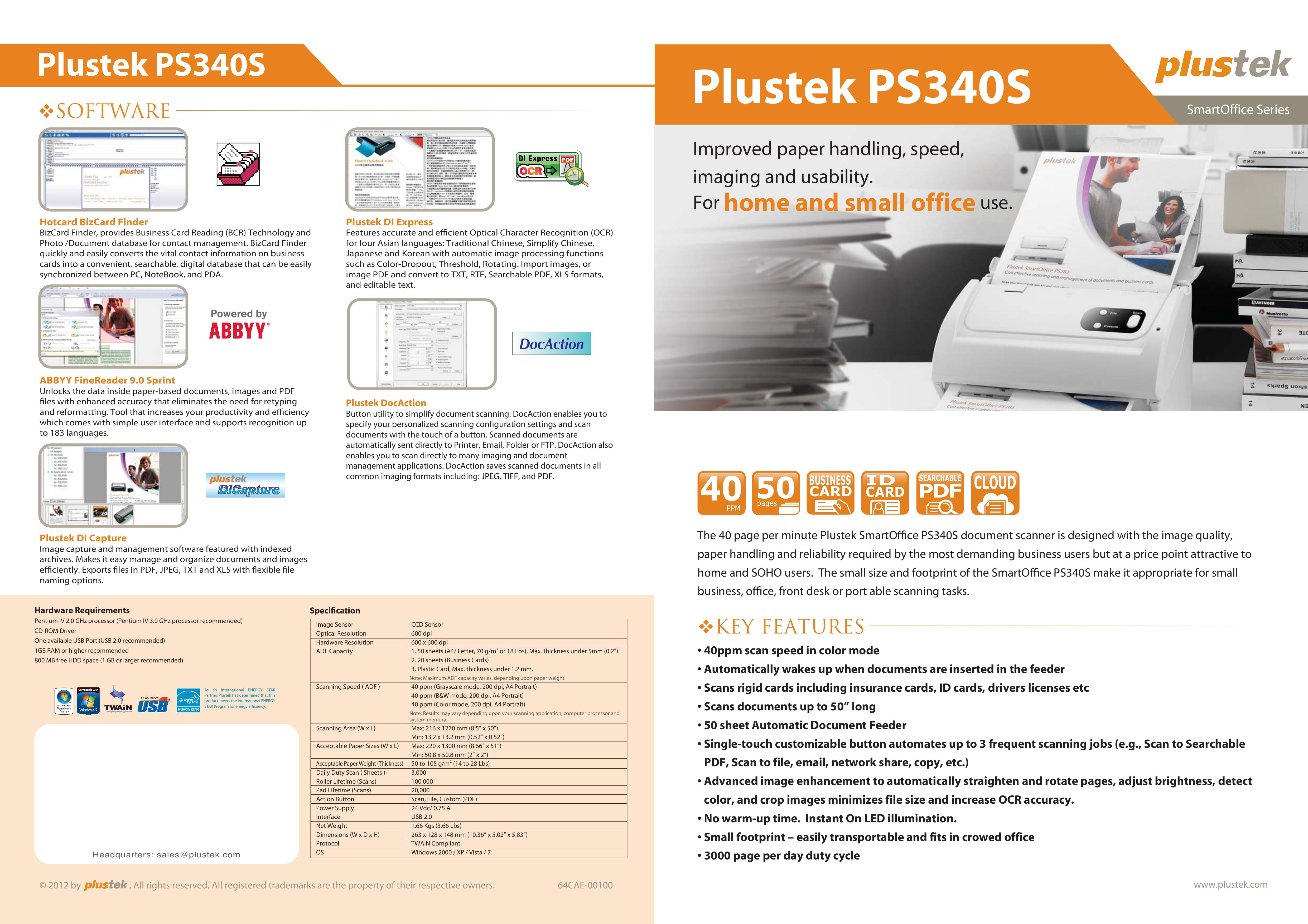 Plustek Plustek SmartOffice Series Photo Scanner User Manual