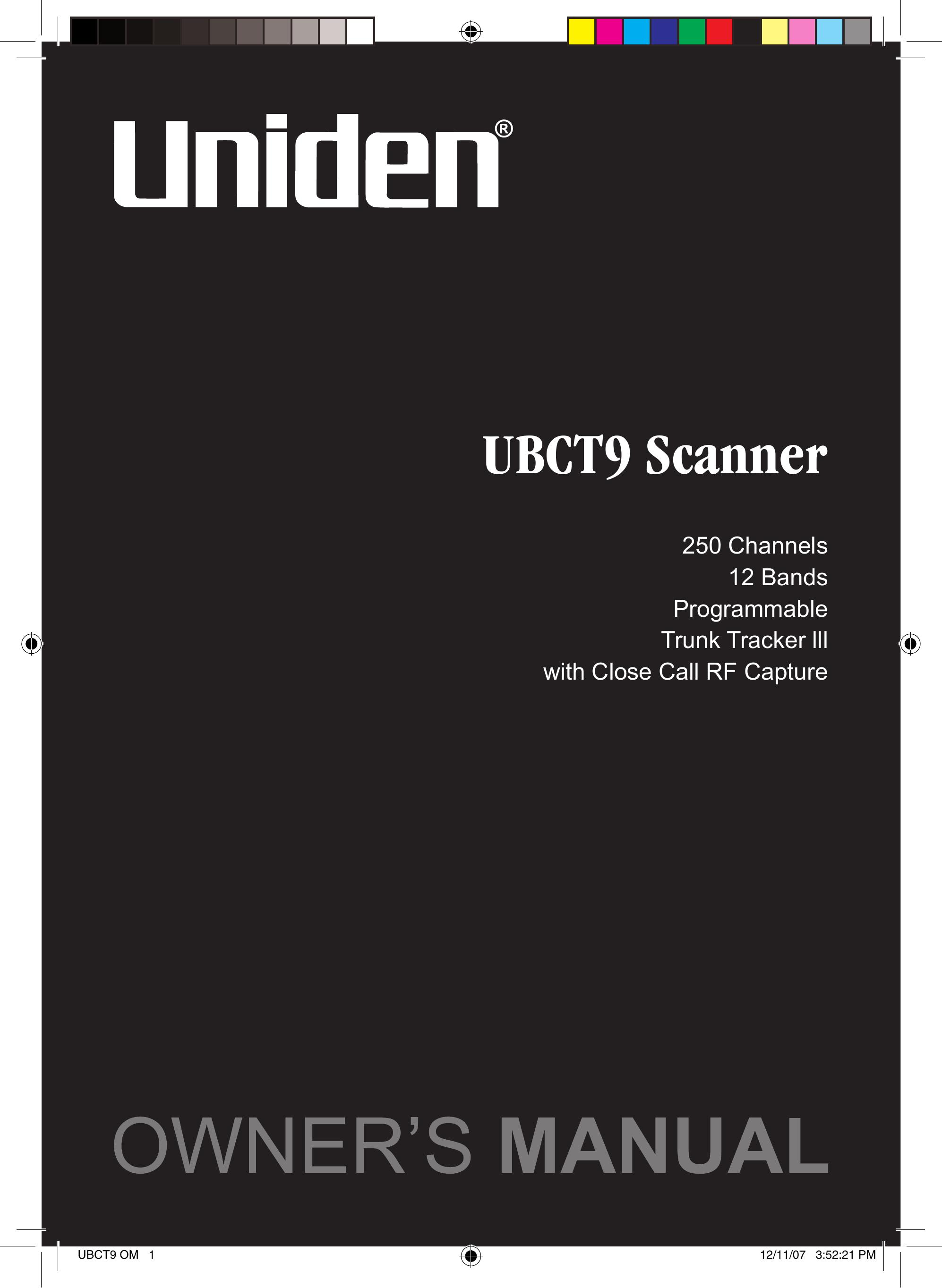 Uniden UBCT9 Photo Scanner User Manual