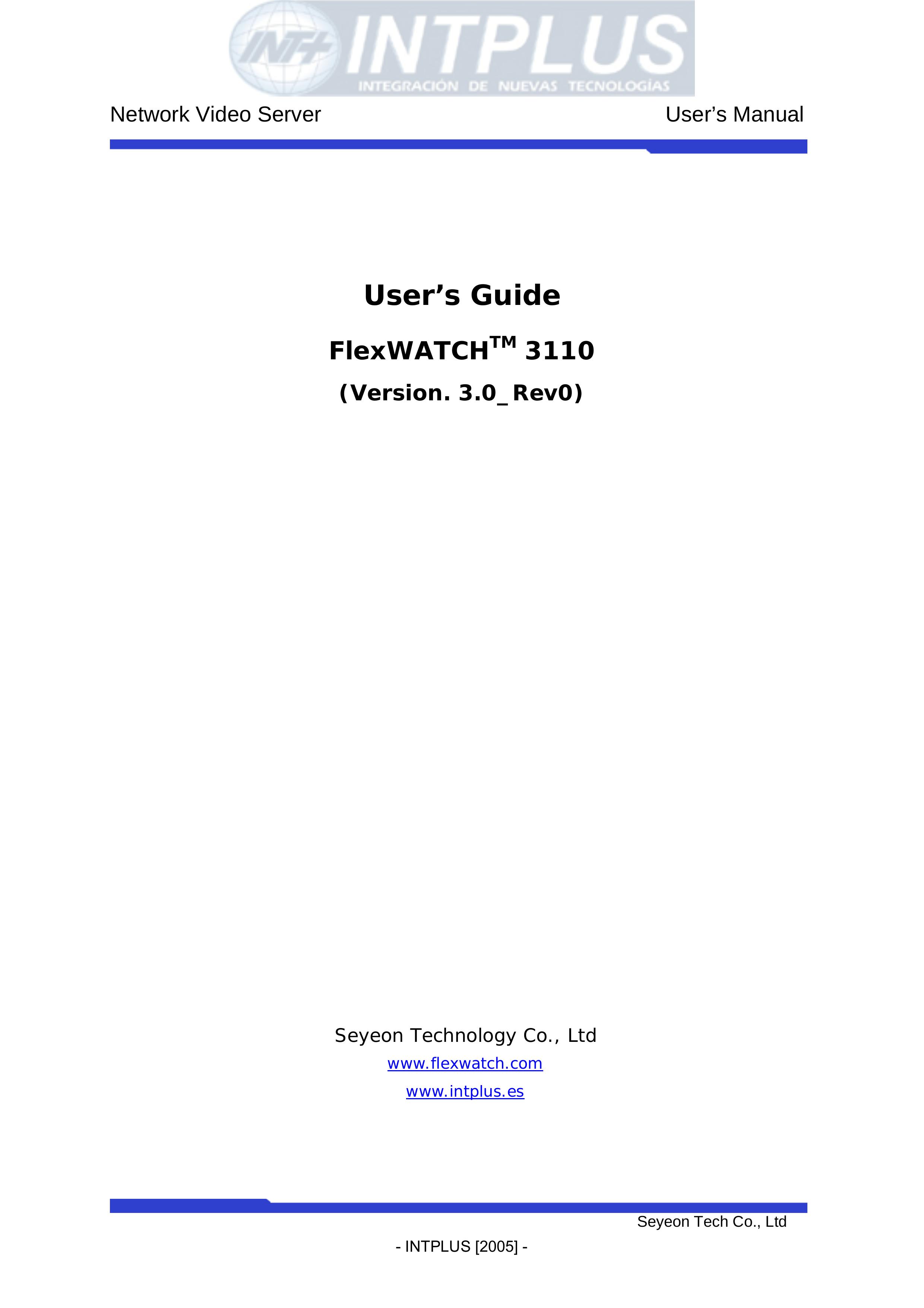 3Com FlexWATCH 3110 Security Camera User Manual