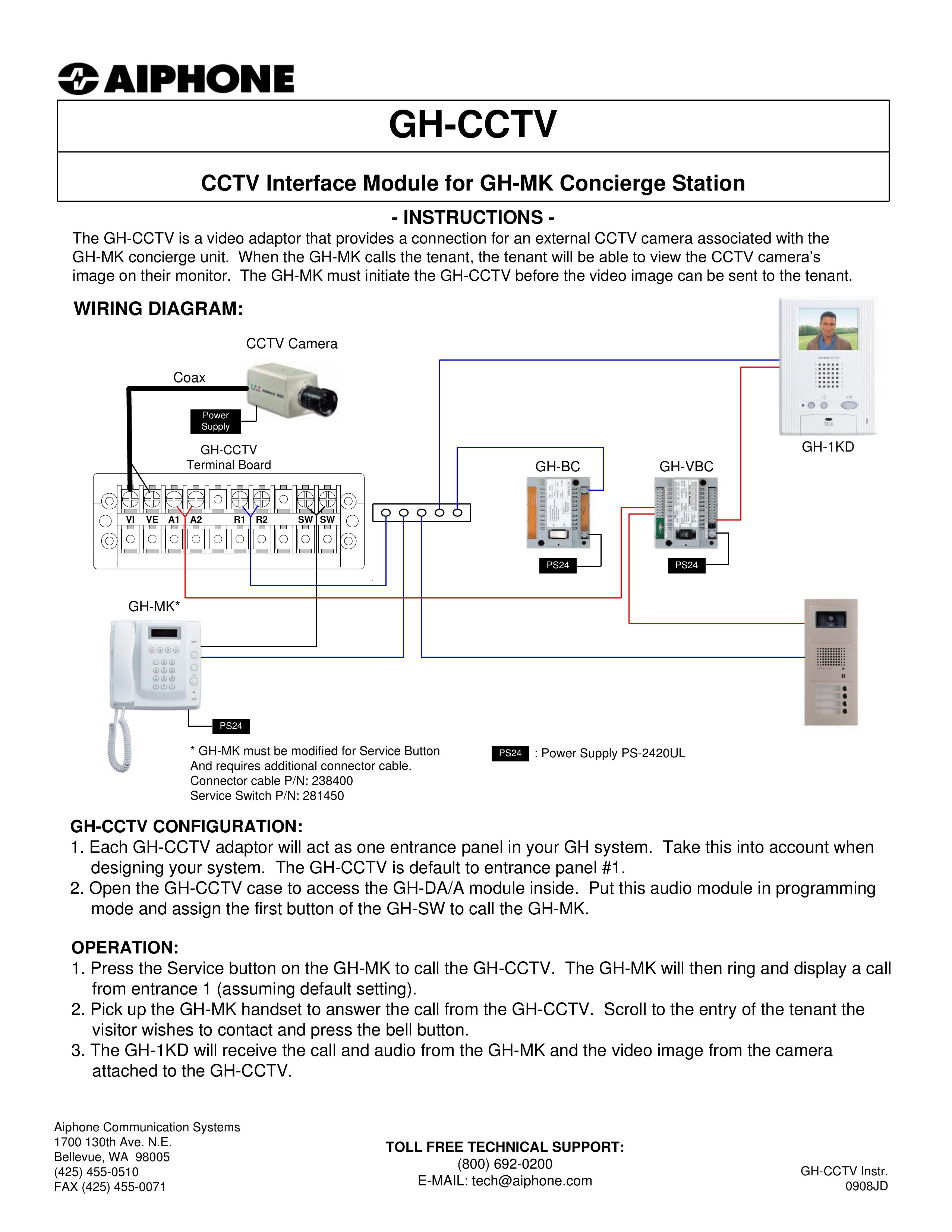 Aiphone GH-CCTV Security Camera User Manual