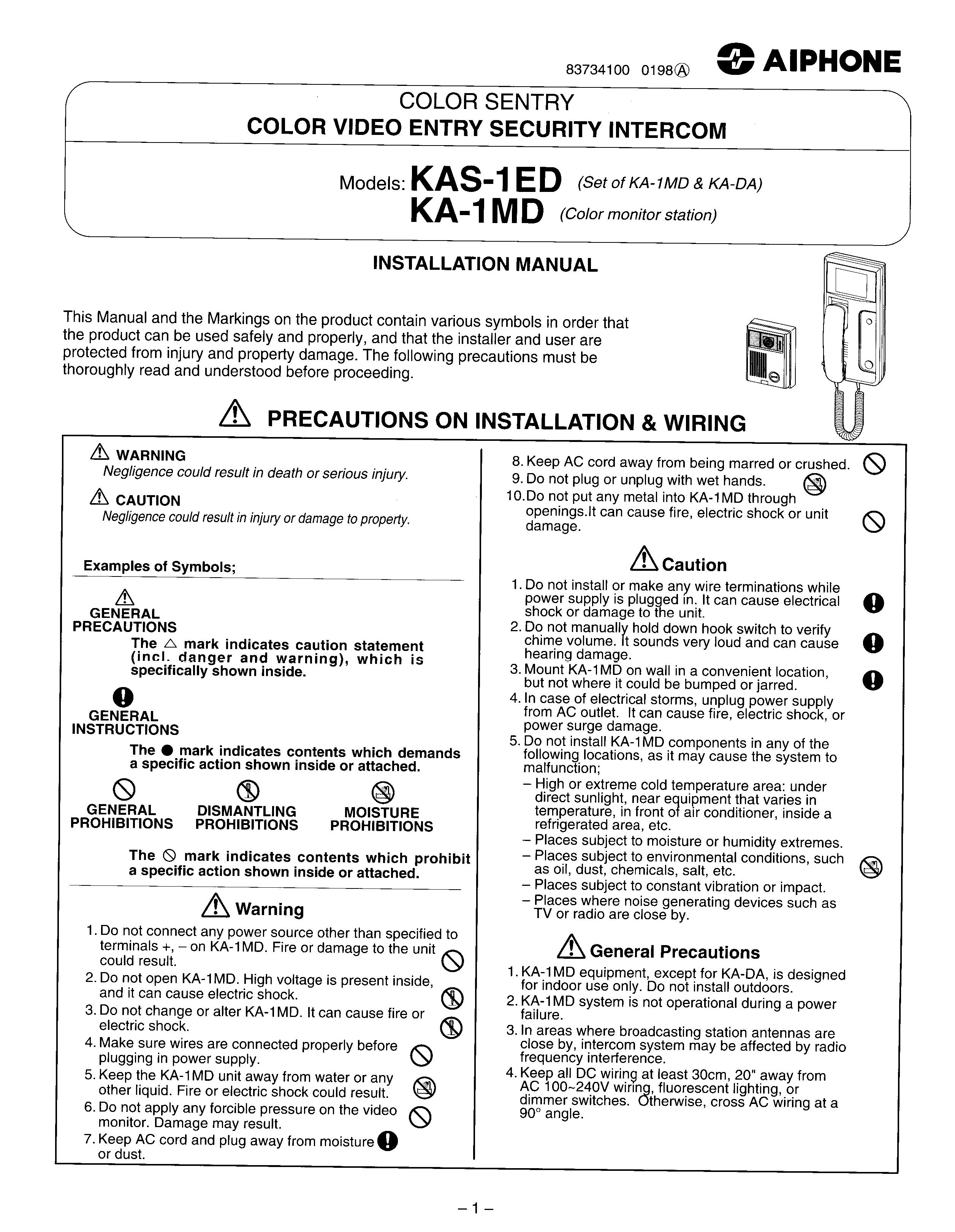 Aiphone KAS-1ED Security Camera User Manual