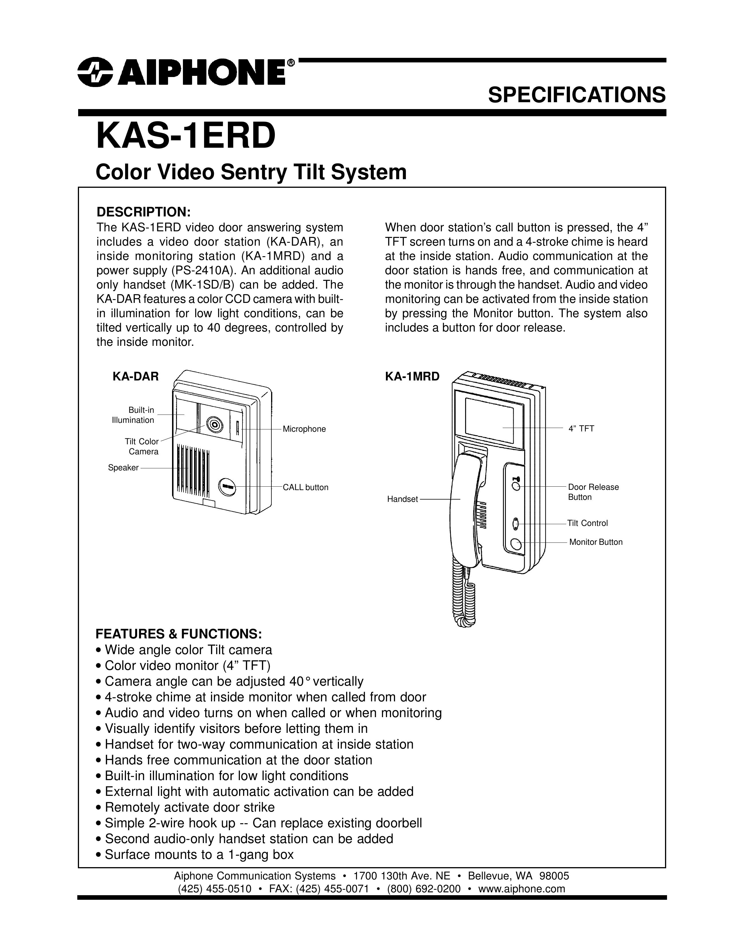 Aiphone KAS-1ERD Security Camera User Manual