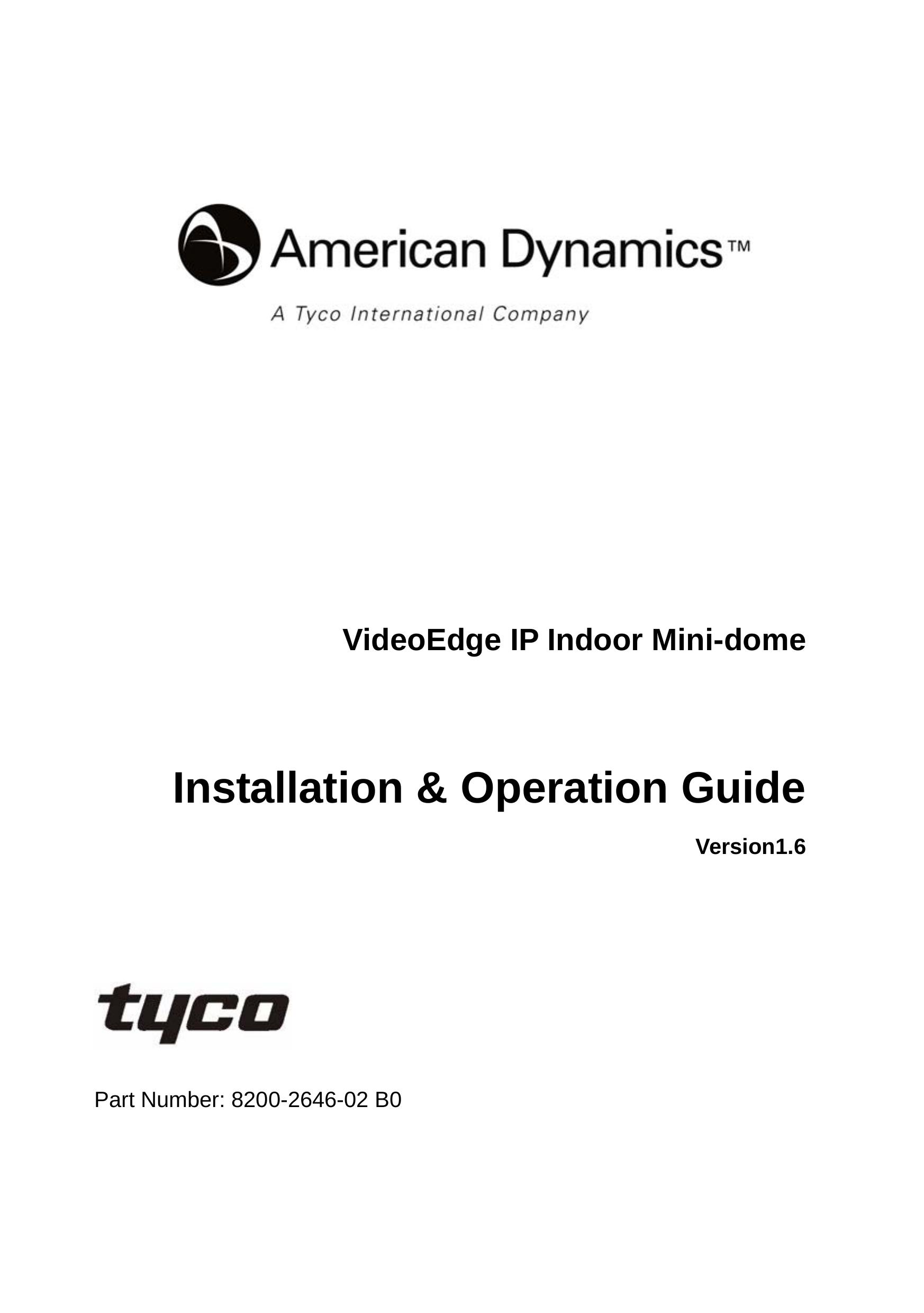 American Dynamics 8200-2646-02 B0 Security Camera User Manual