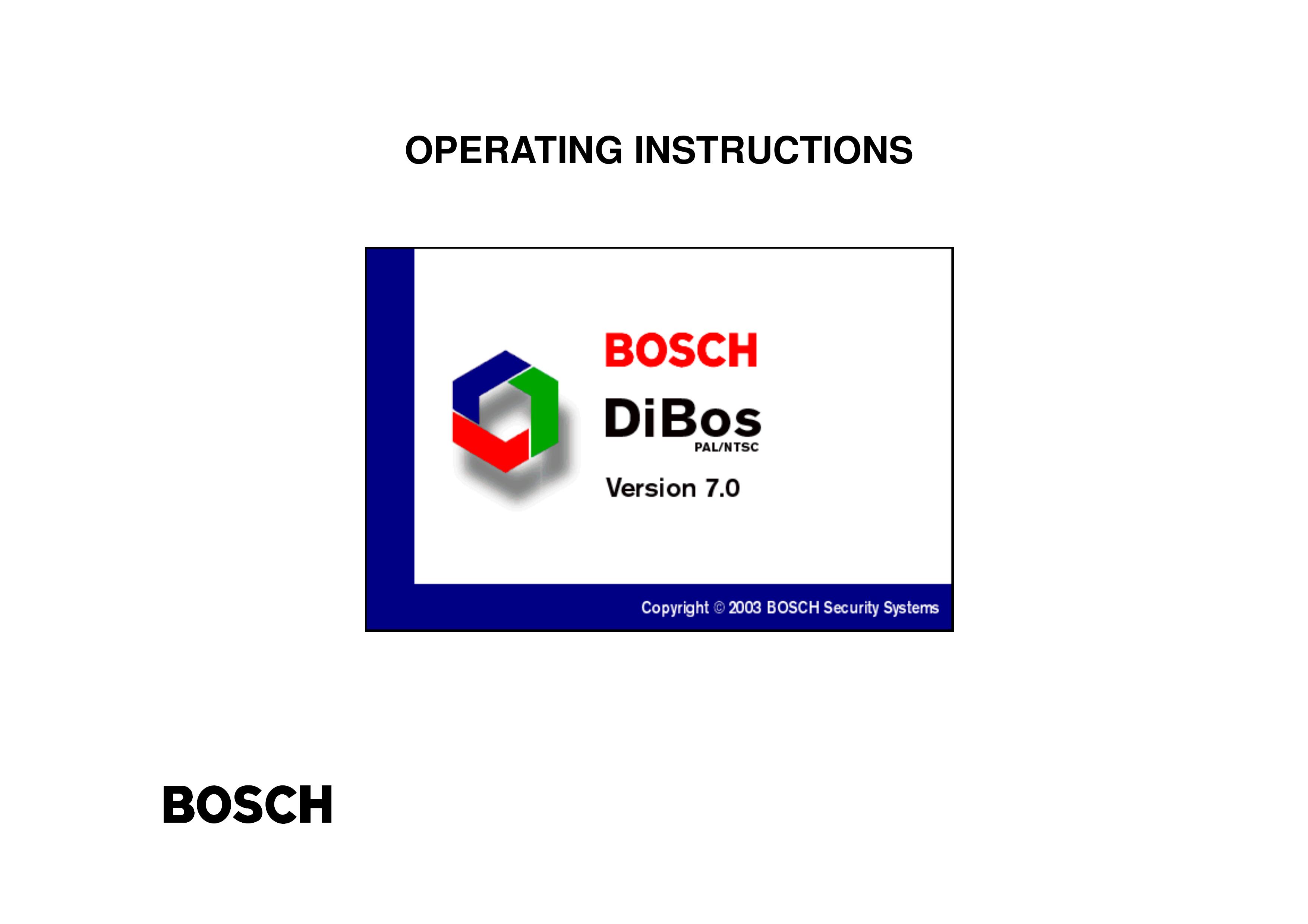 Bosch Appliances DiBos Security Camera User Manual