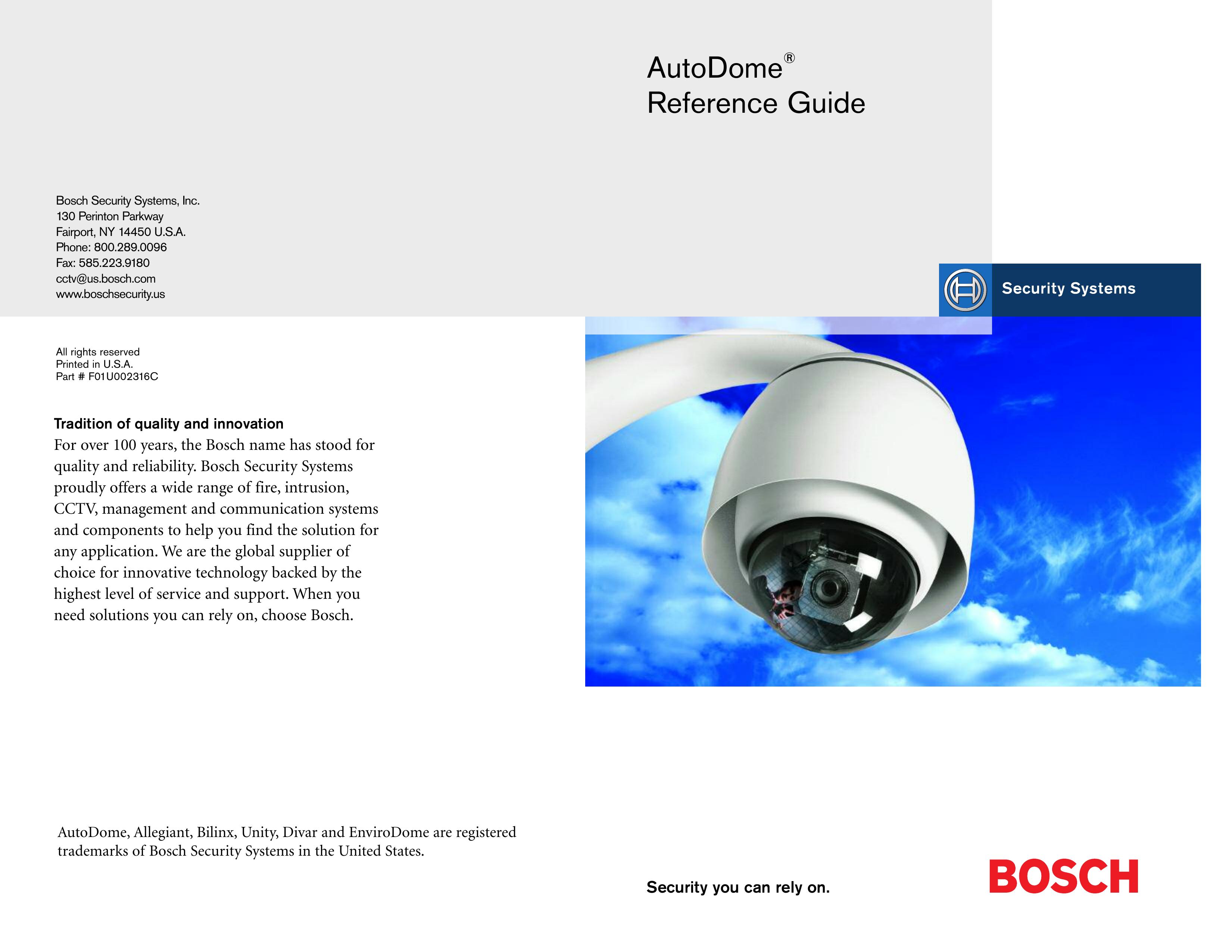 Bosch Appliances F01U002316C Security Camera User Manual