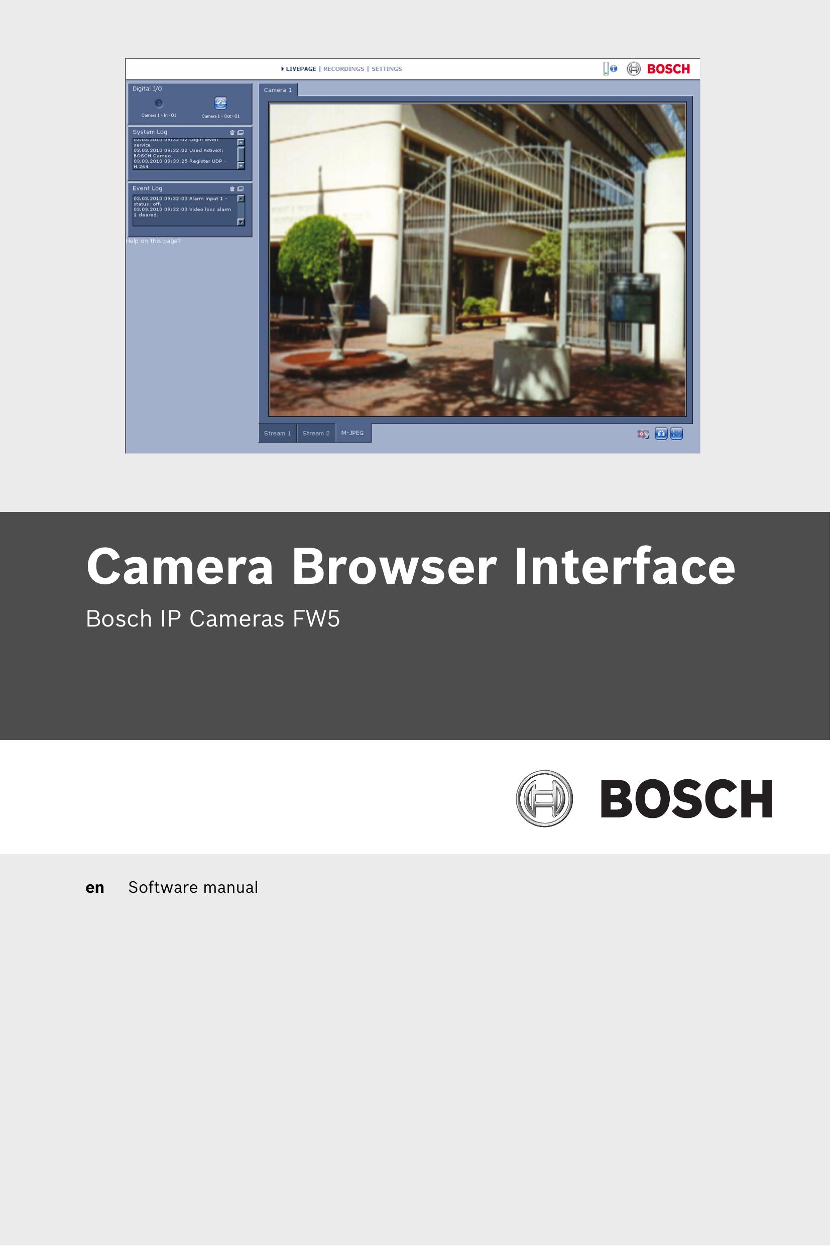 Bosch Appliances FW5 Security Camera User Manual