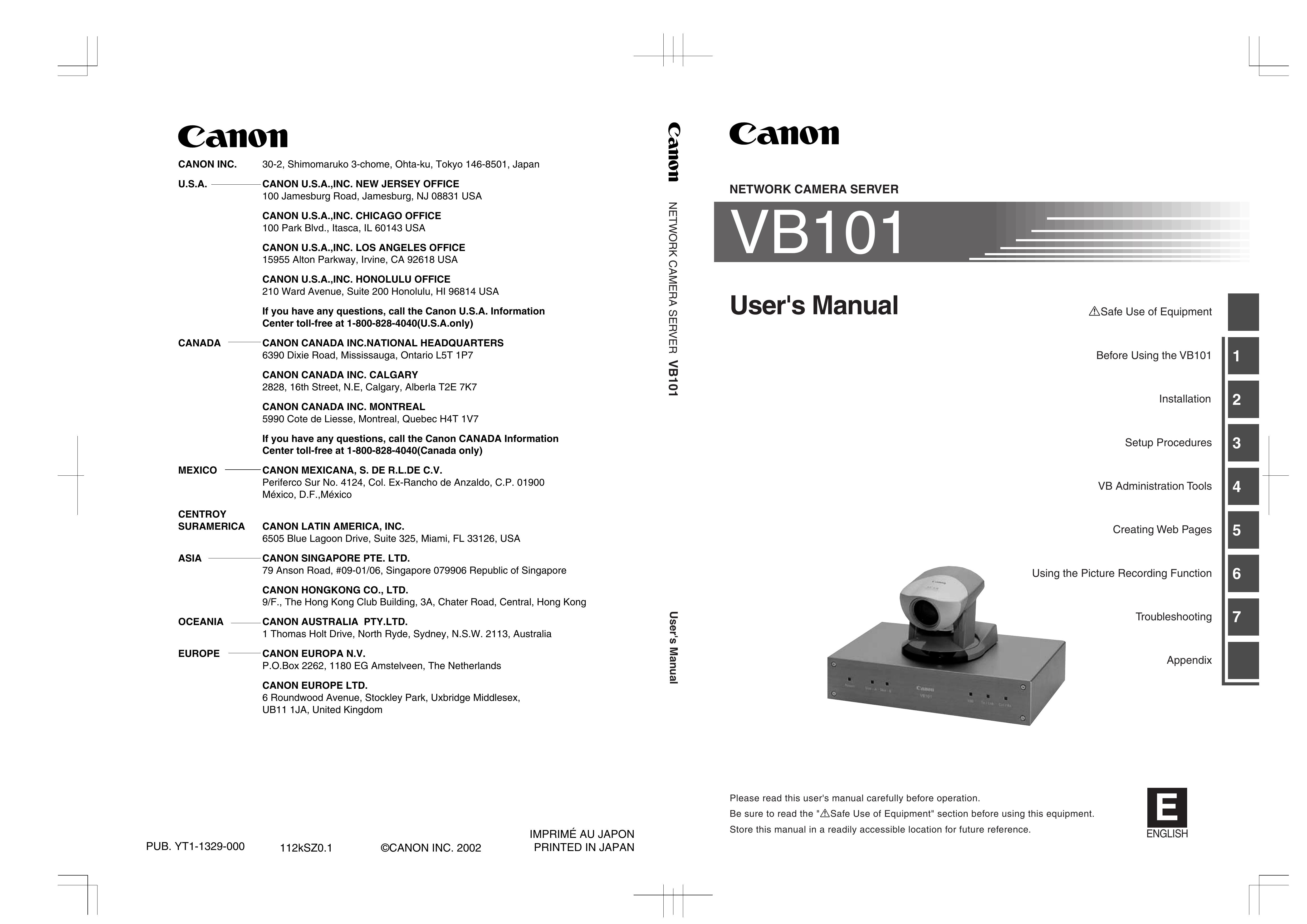 Canon VB101 Security Camera User Manual
