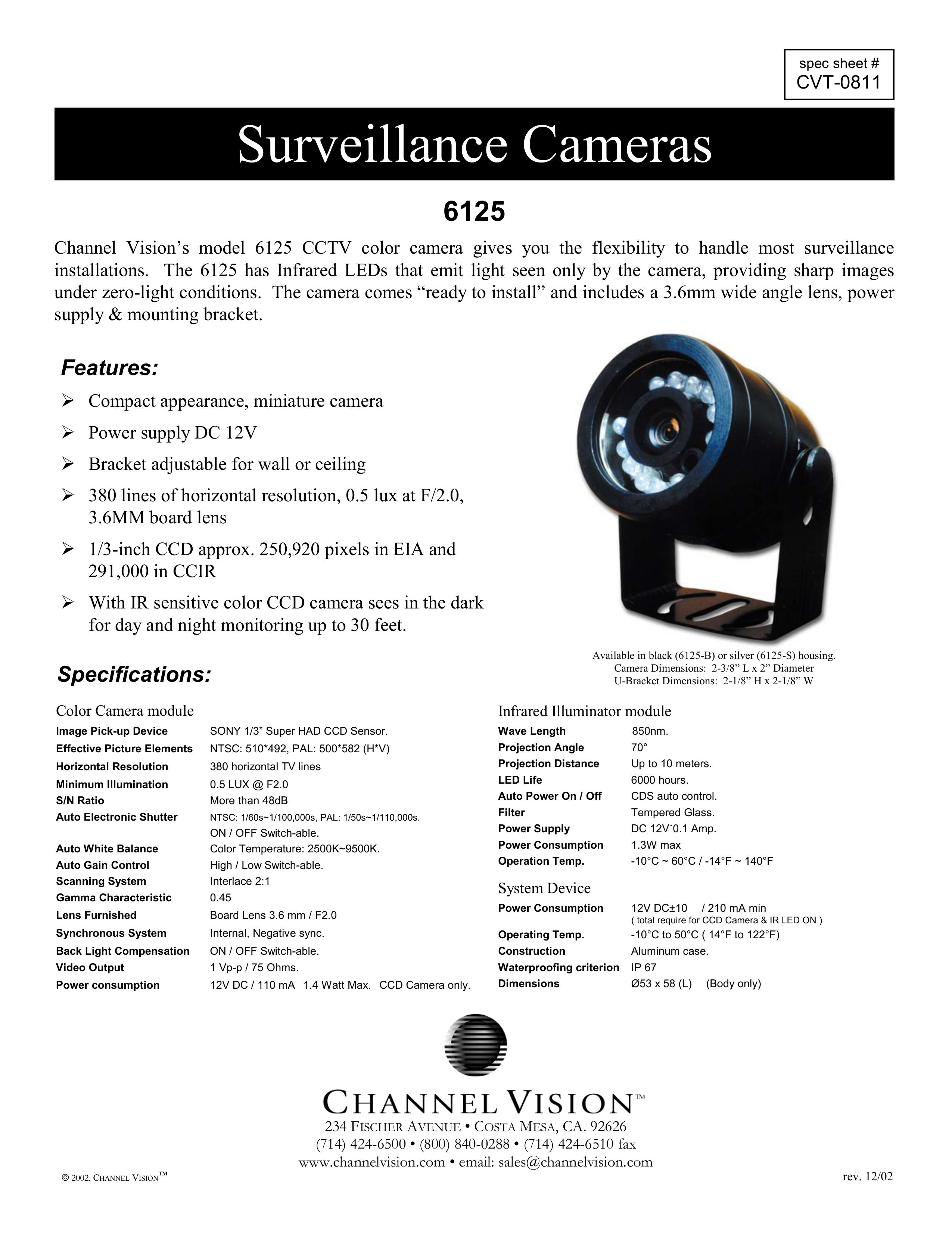 Channel Vision 6125 Security Camera User Manual