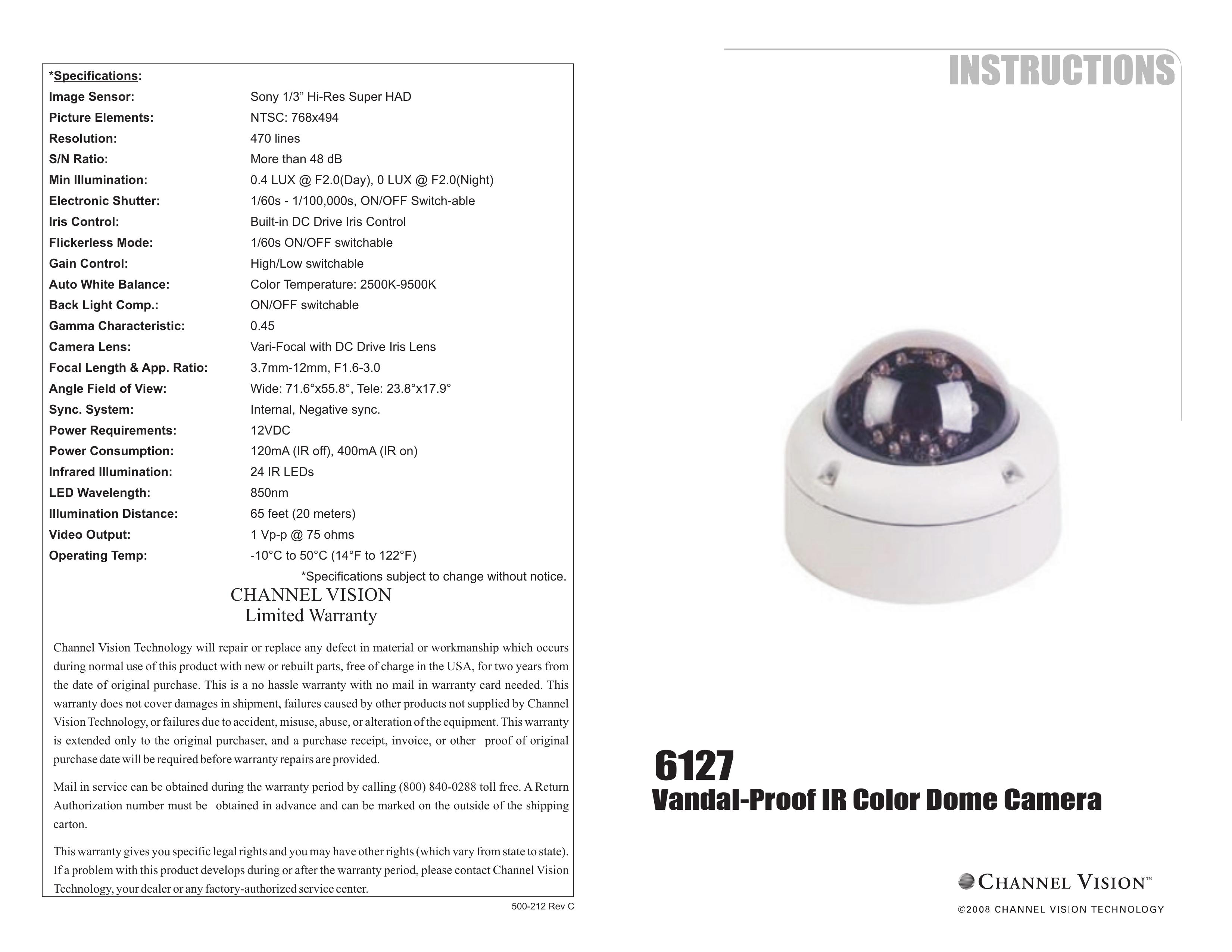 Channel Vision 6127 Security Camera User Manual