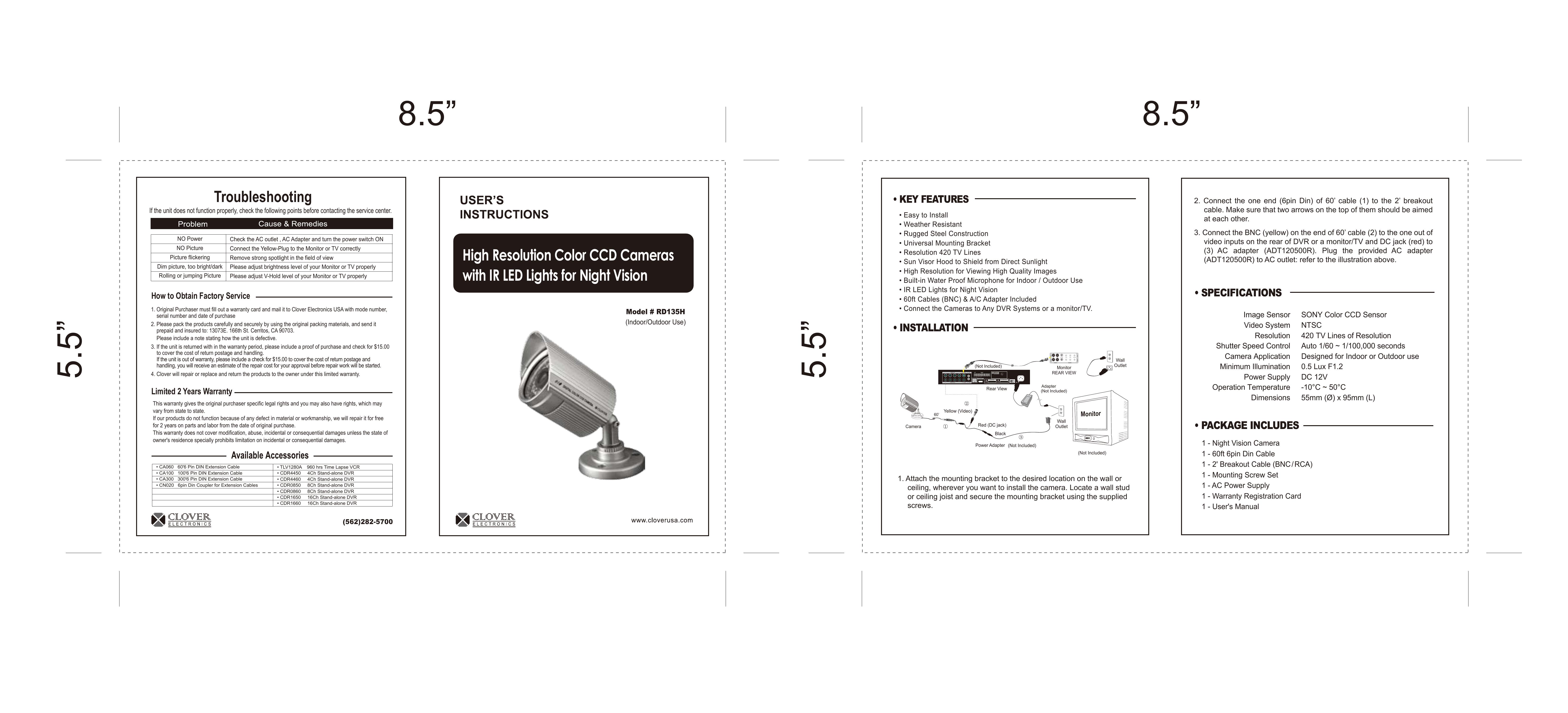Clover Electronics RD135H Security Camera User Manual