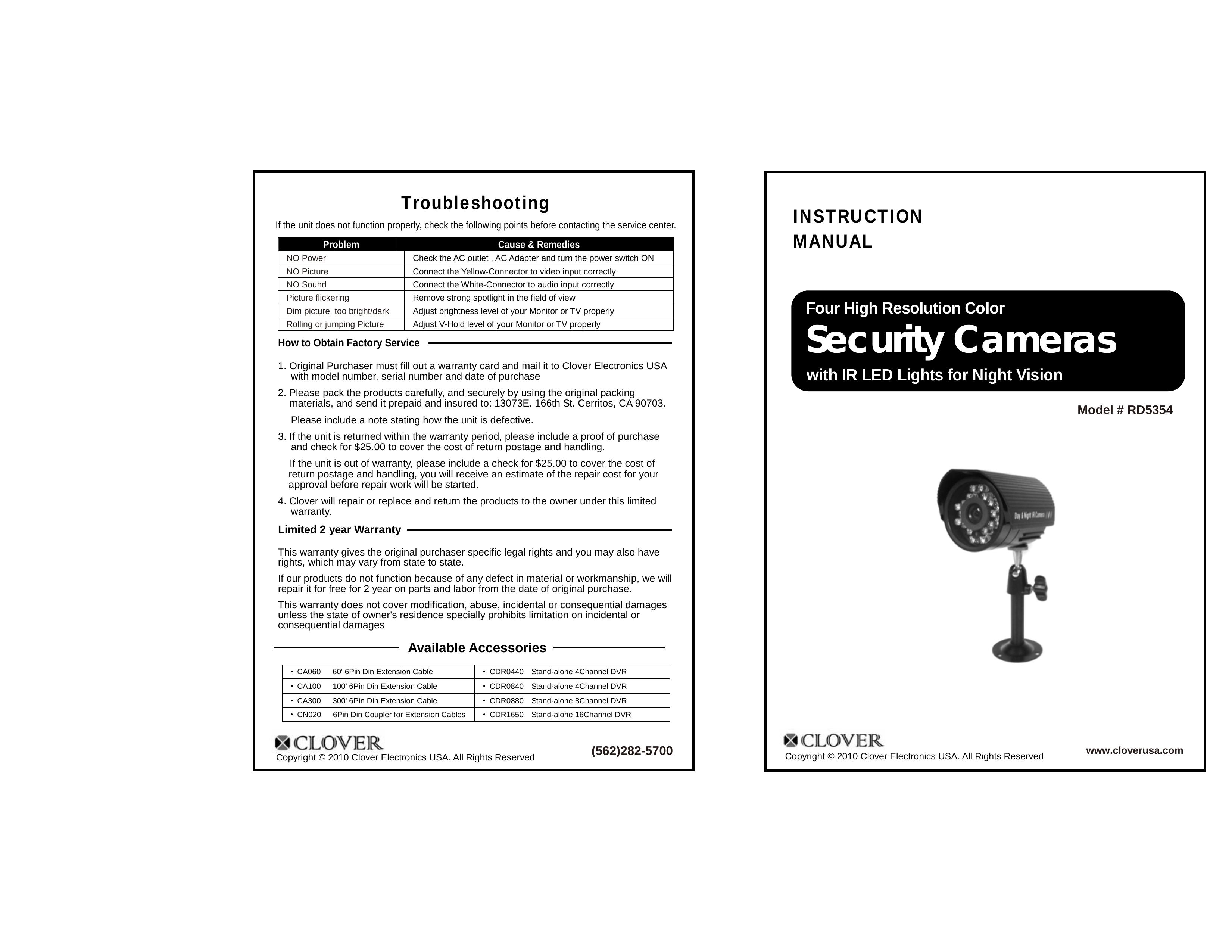 Clover Electronics RD5354 Security Camera User Manual