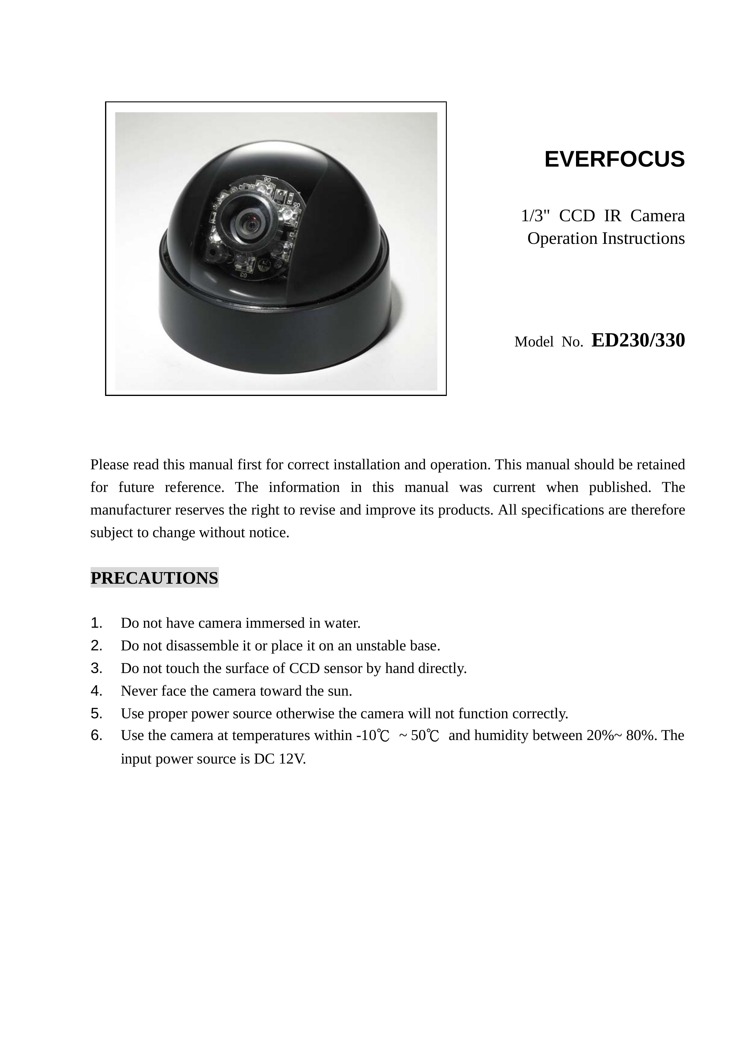 EverFocus ED330 Security Camera User Manual