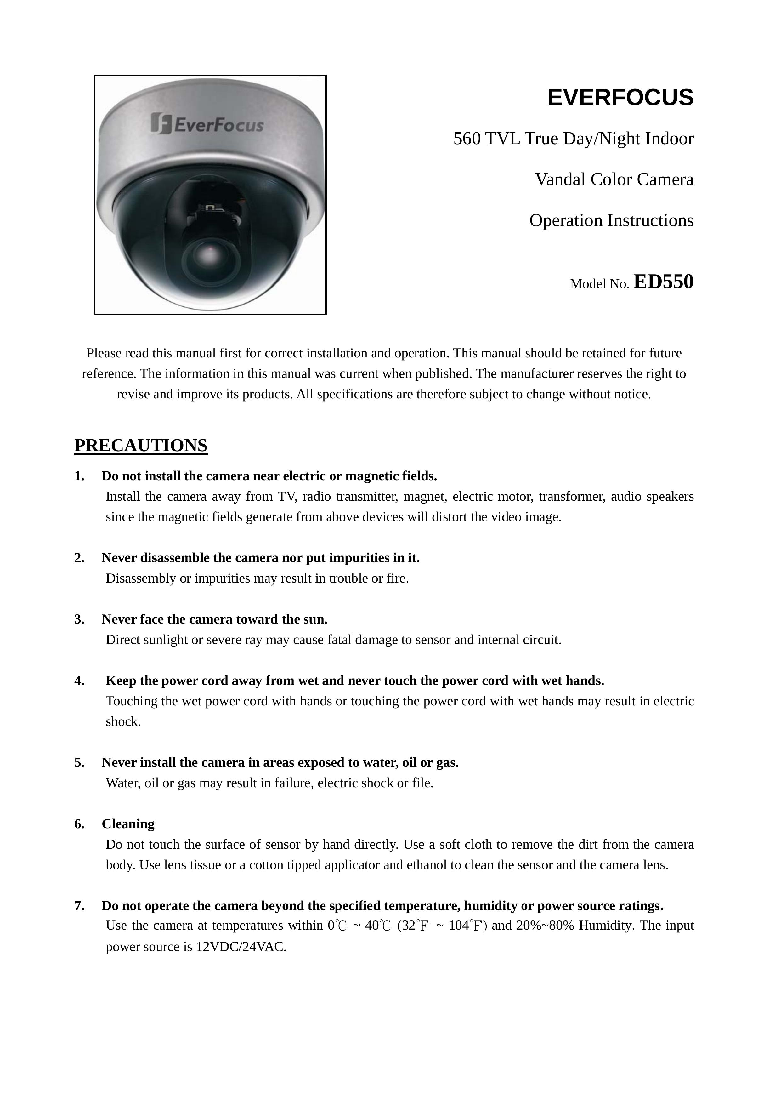 EverFocus ED550 Security Camera User Manual