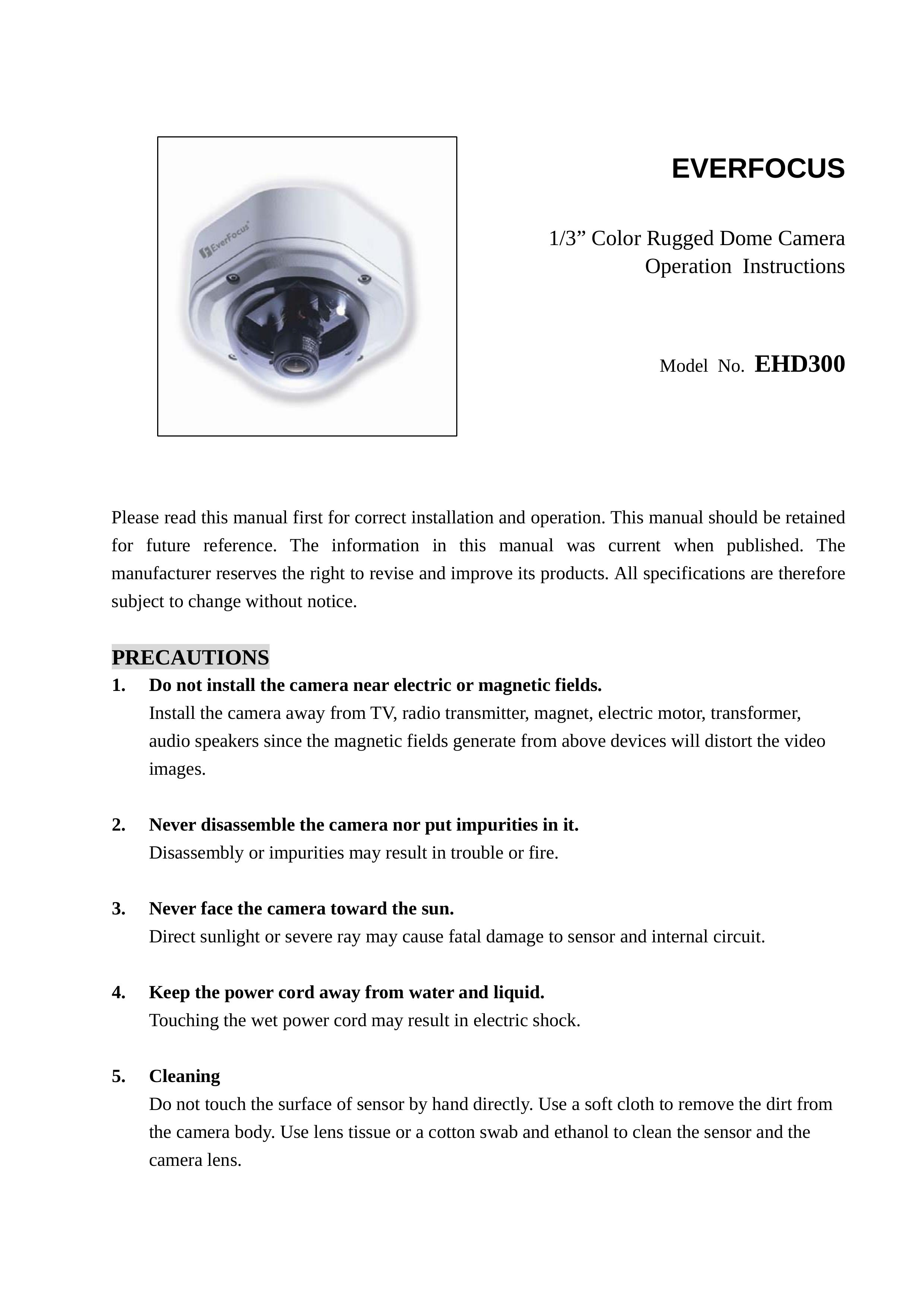 EverFocus EHD300 Security Camera User Manual