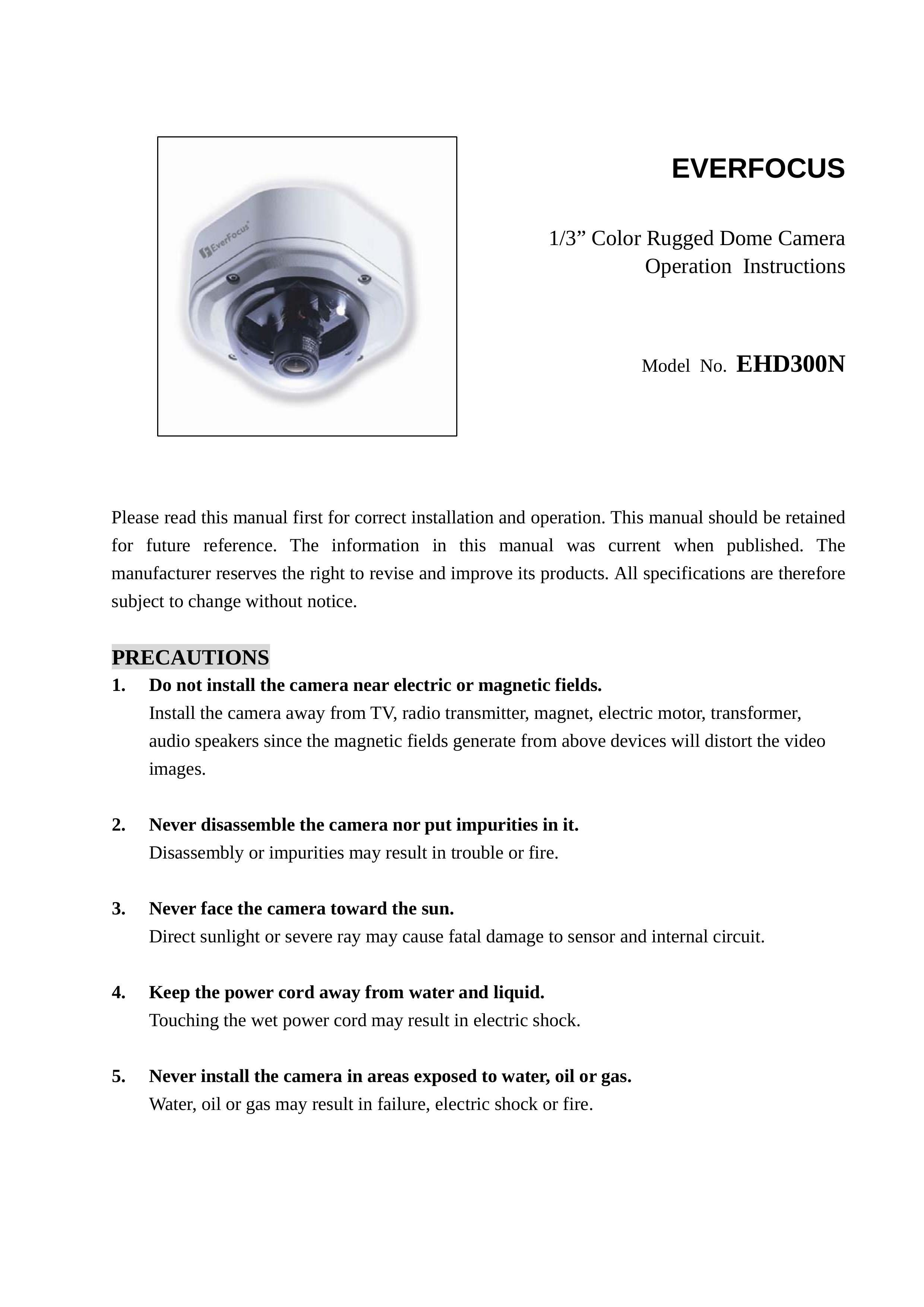 EverFocus EHD300N Security Camera User Manual
