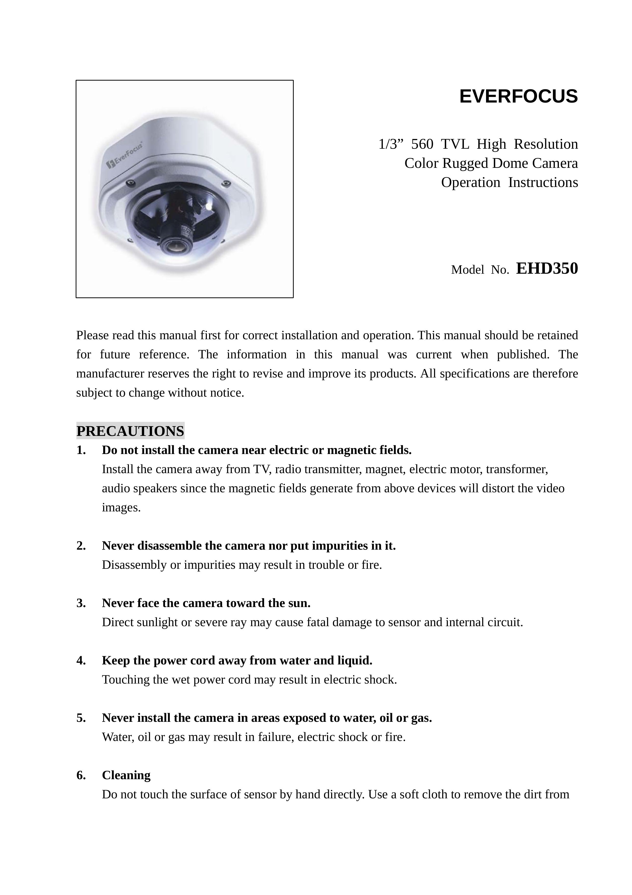 EverFocus EHD350 Security Camera User Manual