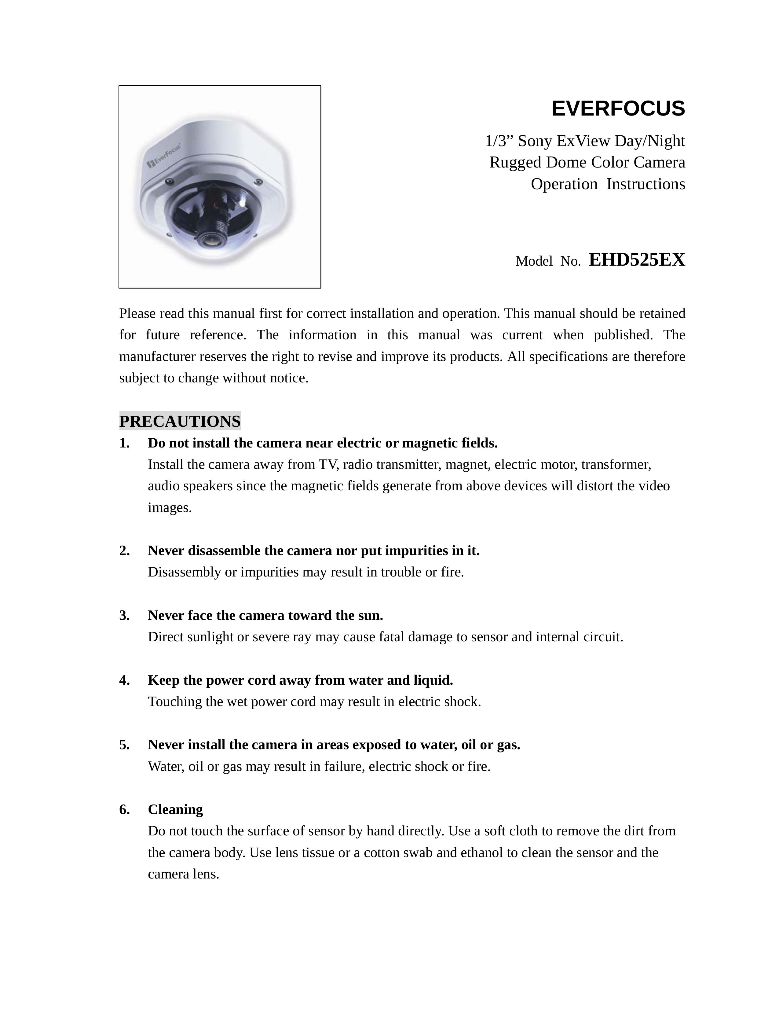 EverFocus EHD525EX Security Camera User Manual