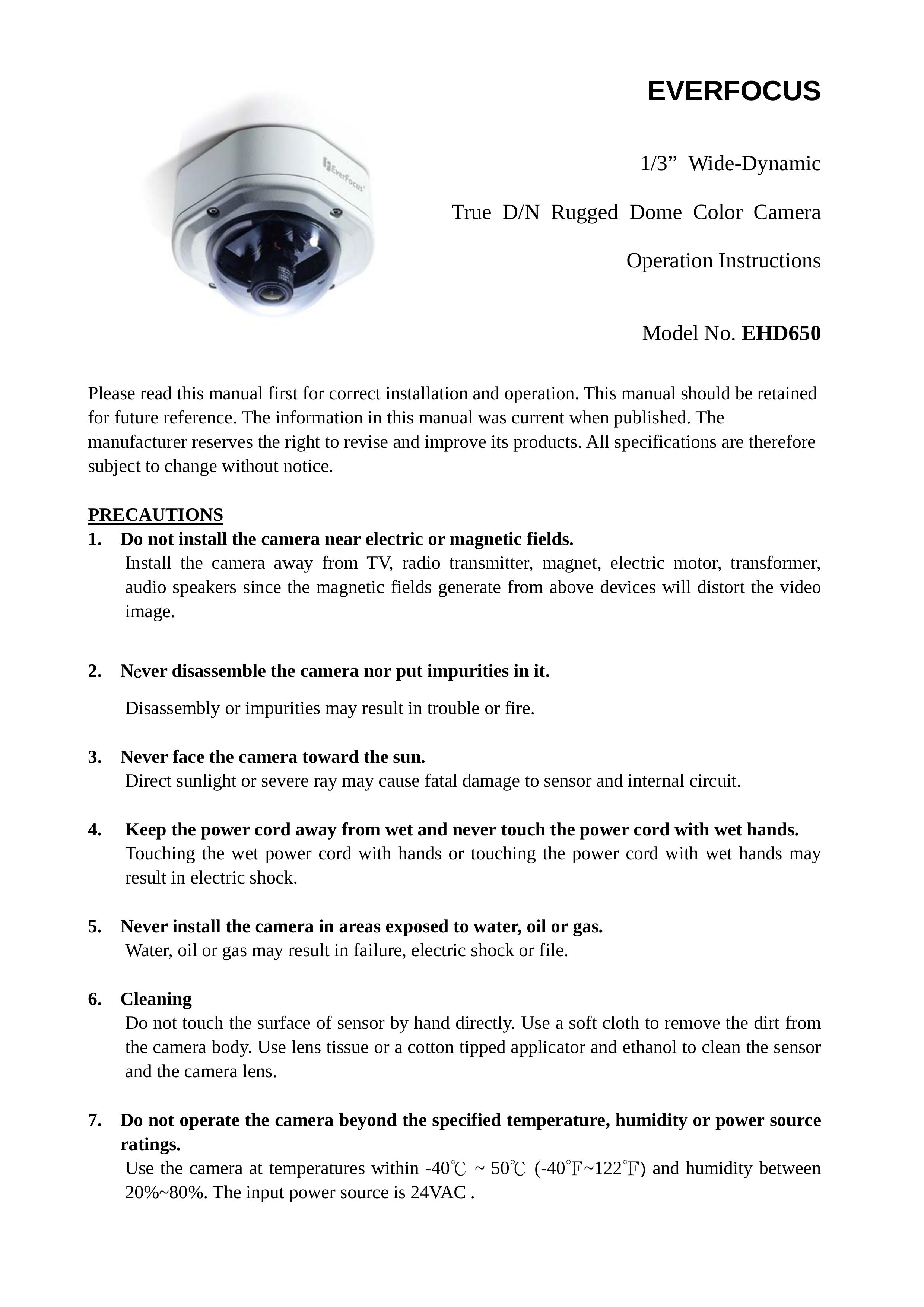 EverFocus EHD650 Security Camera User Manual