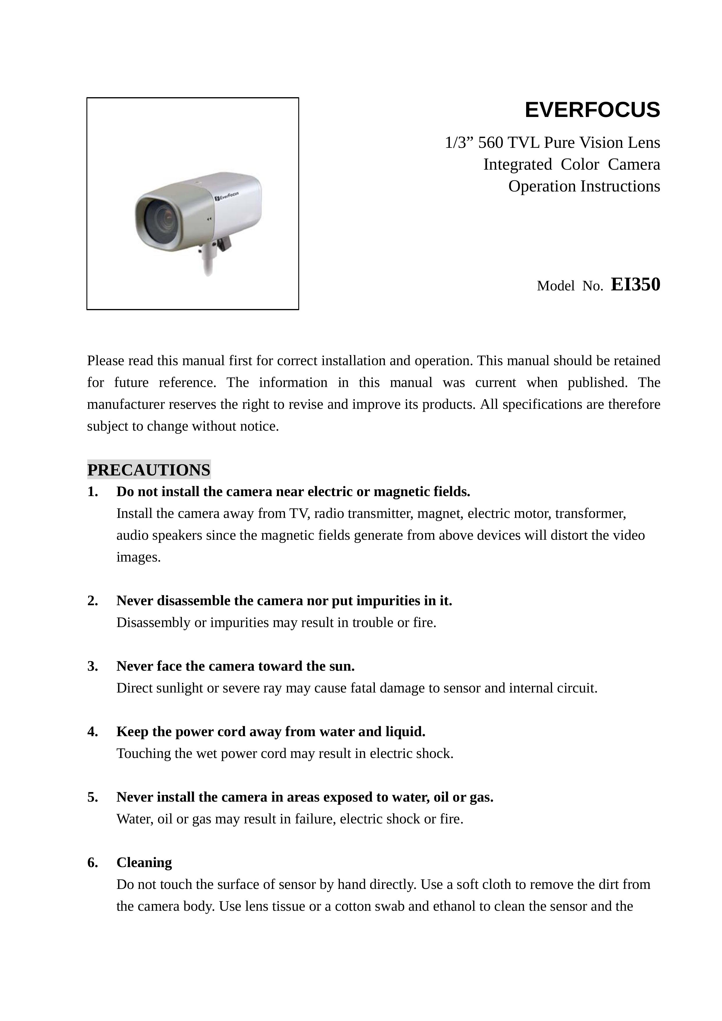 EverFocus EI350 Security Camera User Manual