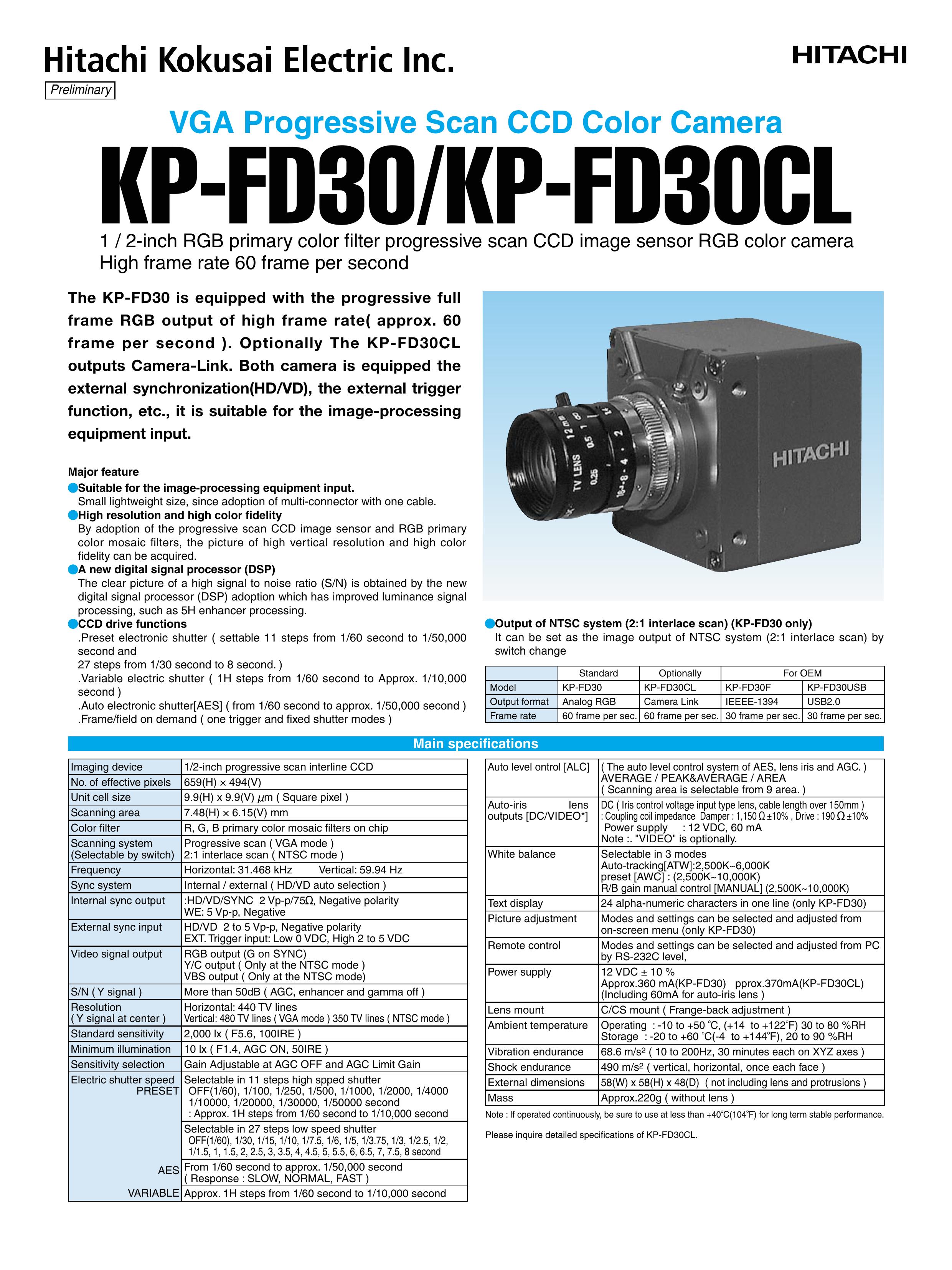 Hitachi KP-FD30 Security Camera User Manual