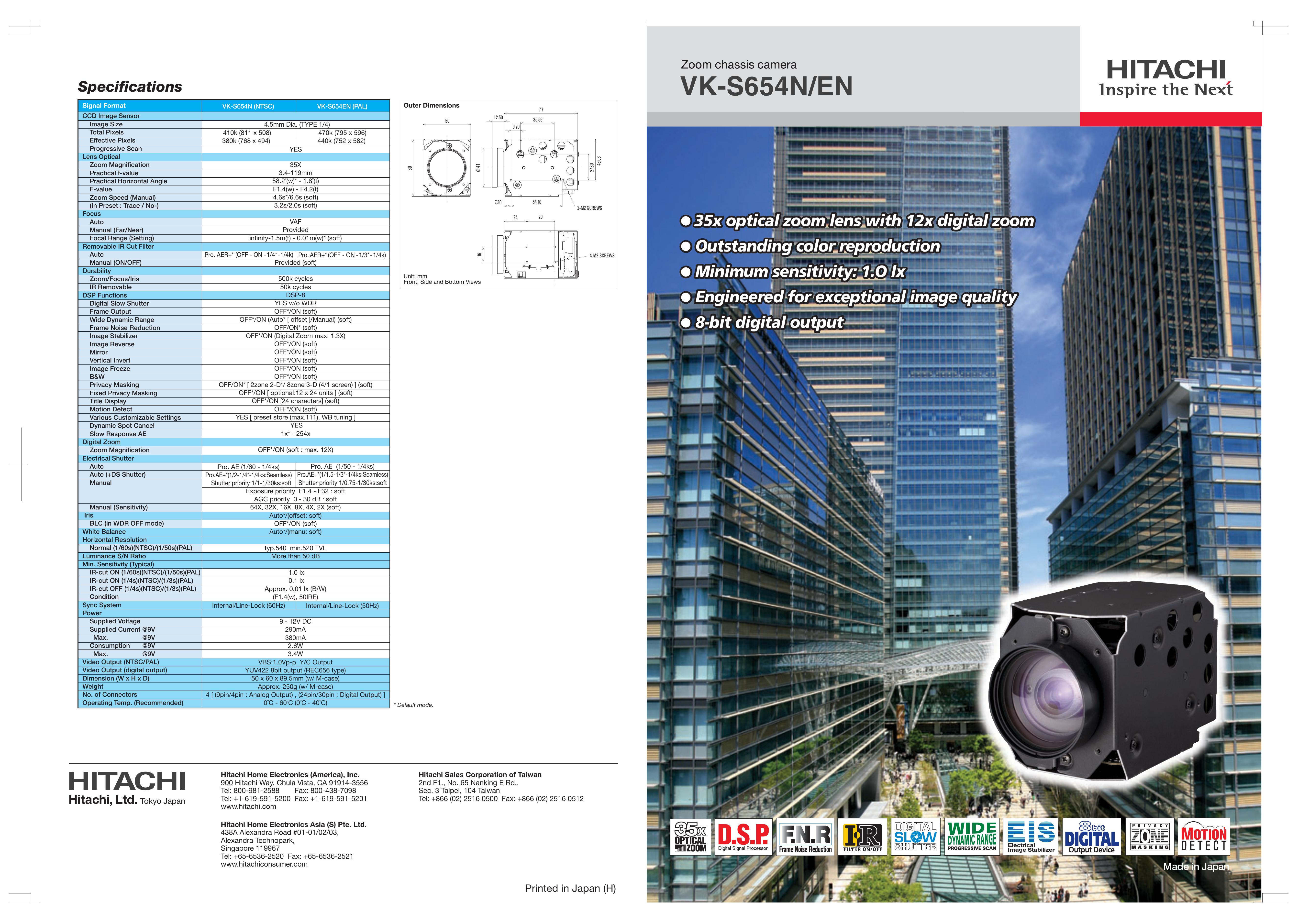 Hitachi VK-S654EN Security Camera User Manual