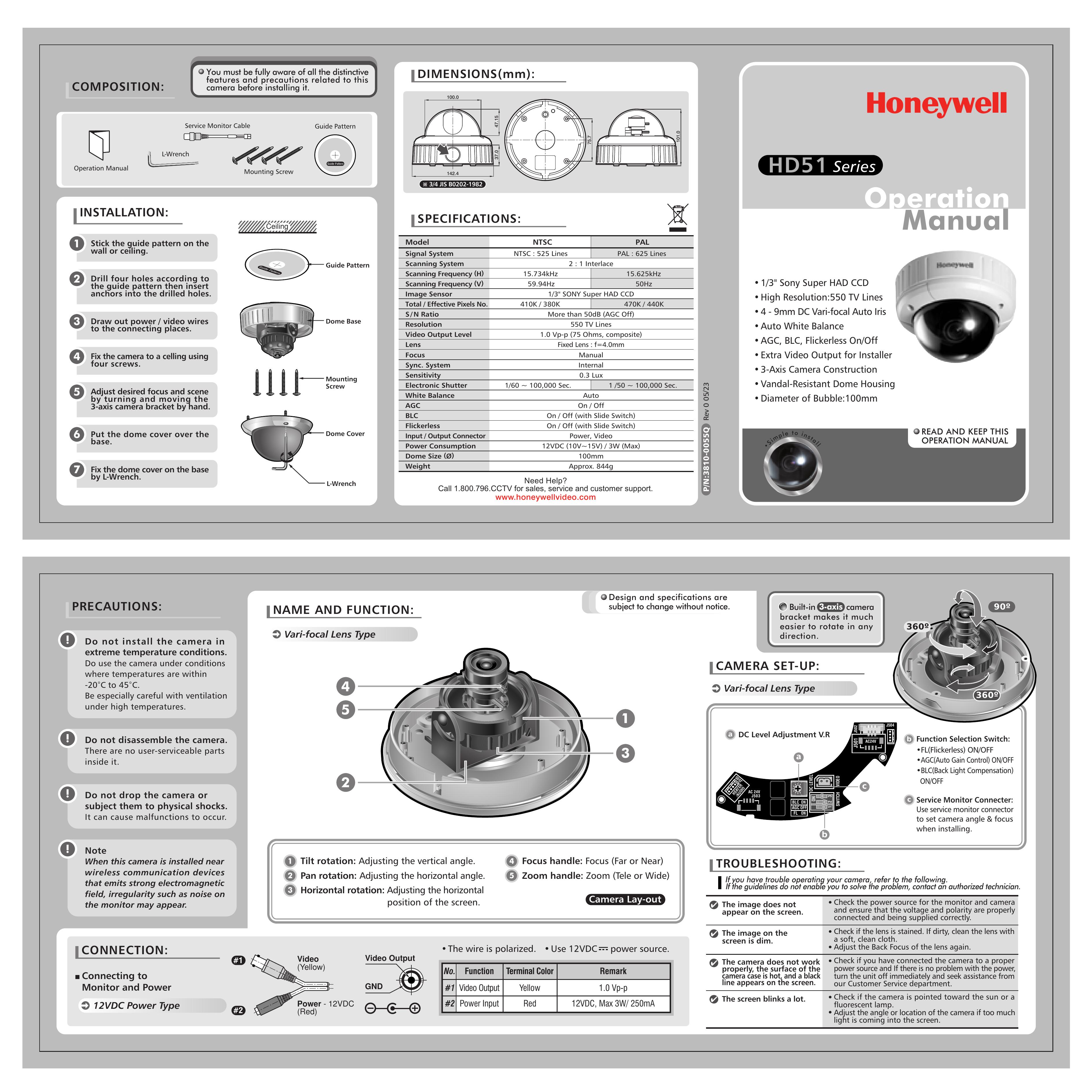 Honeywell HD51 Security Camera User Manual
