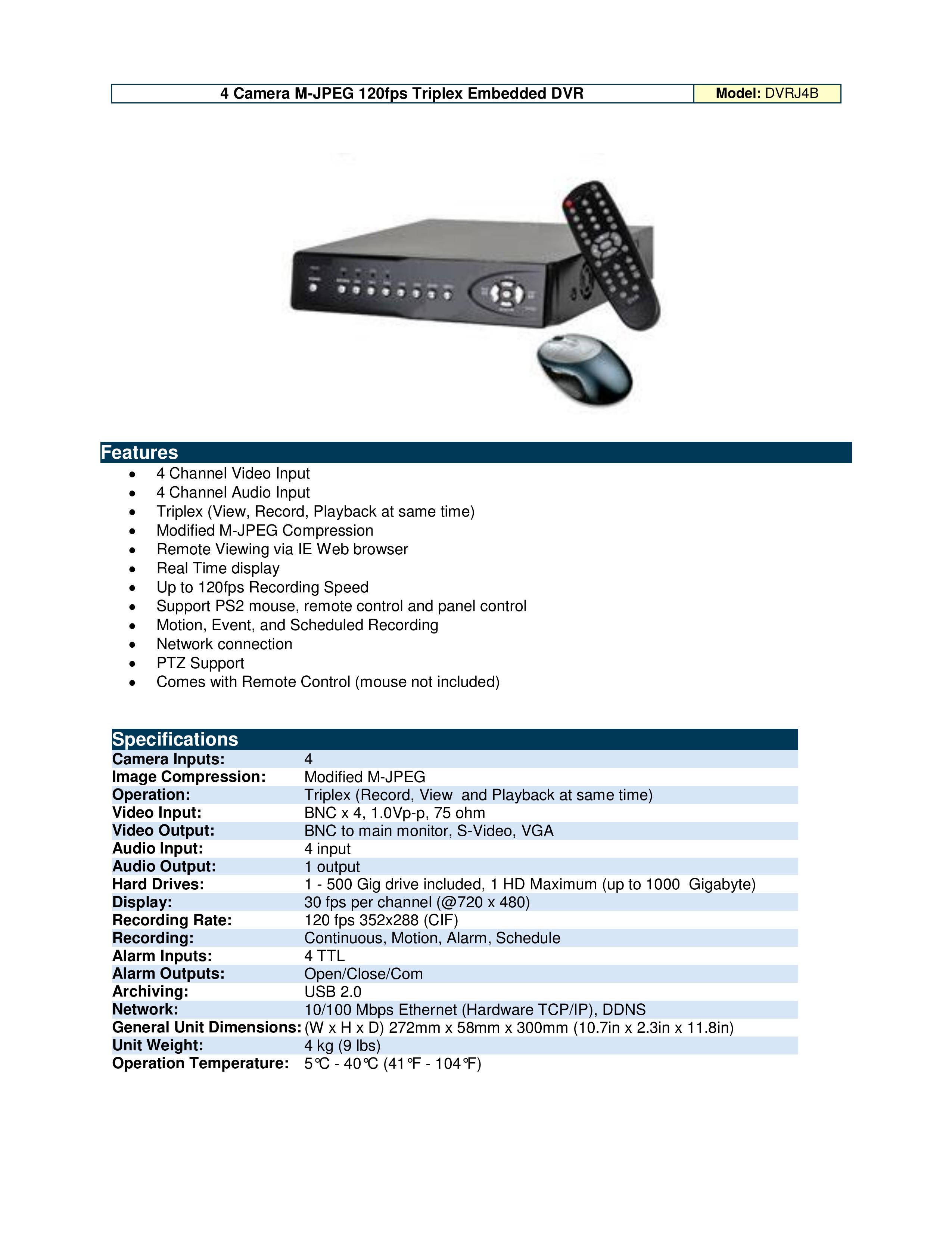 Optiview DVRJ4B Security Camera User Manual