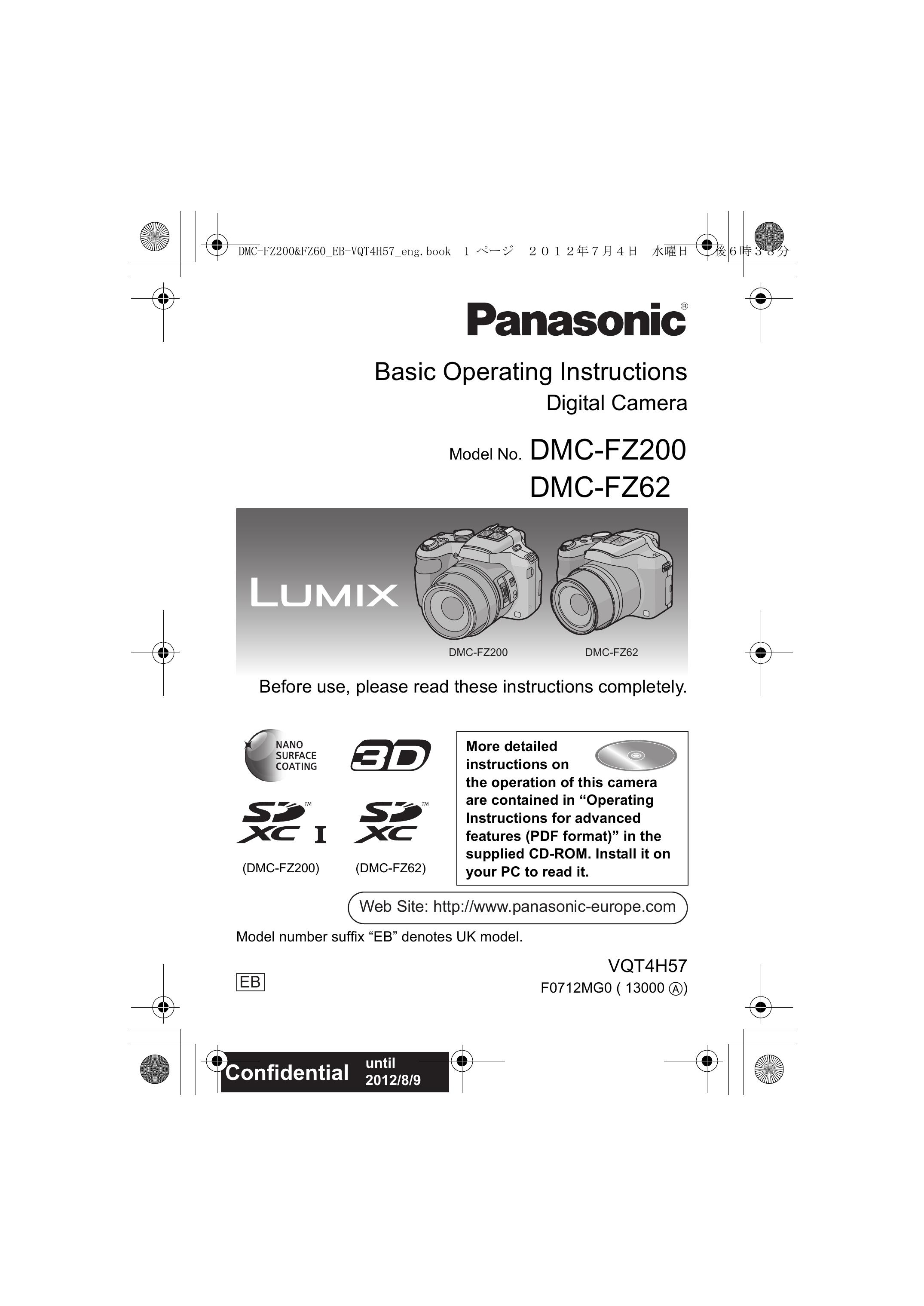 Panasonic DMC-FZ200 Security Camera User Manual