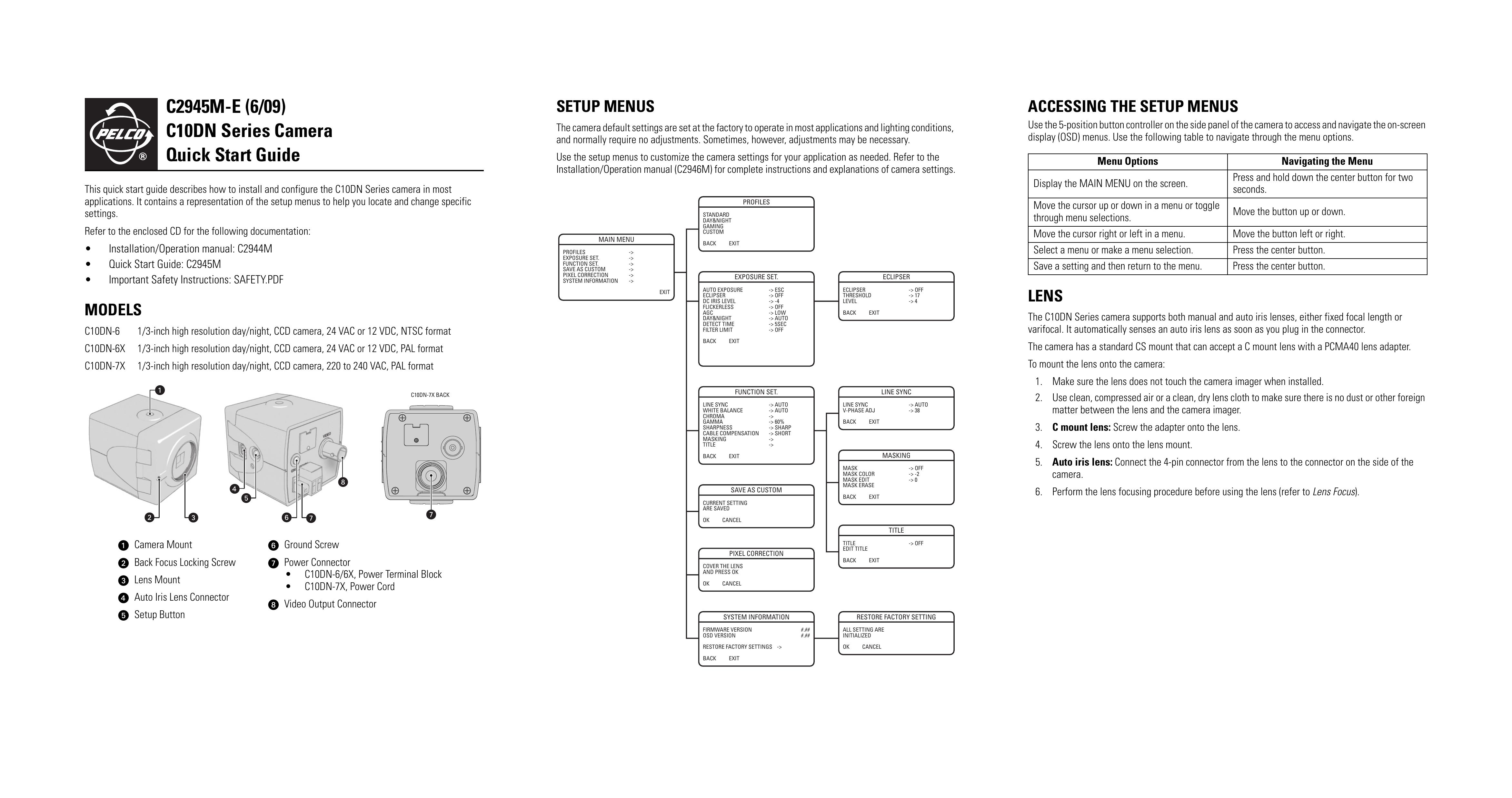 Pelco C10DN-6X Security Camera User Manual