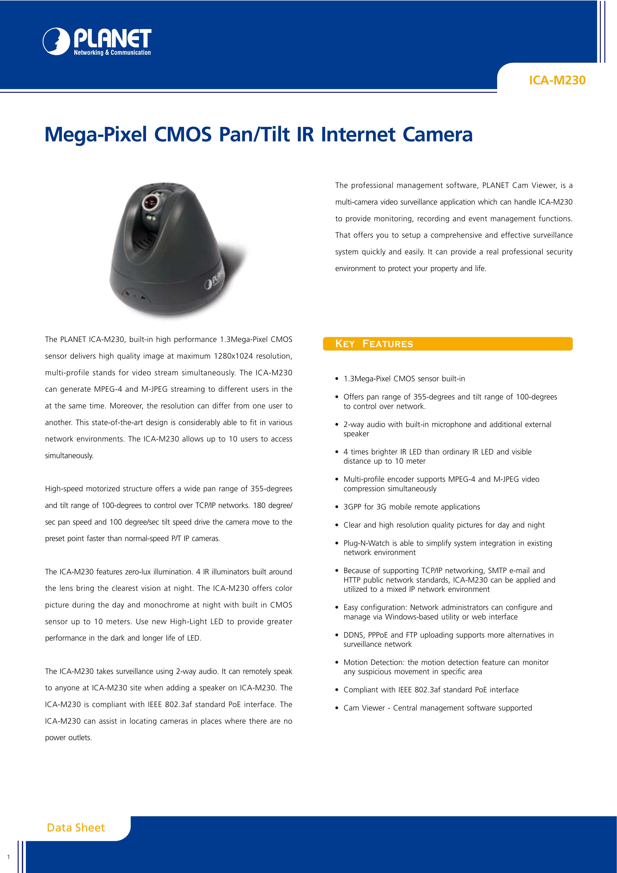 Planet Technology ICA-M230 Security Camera User Manual