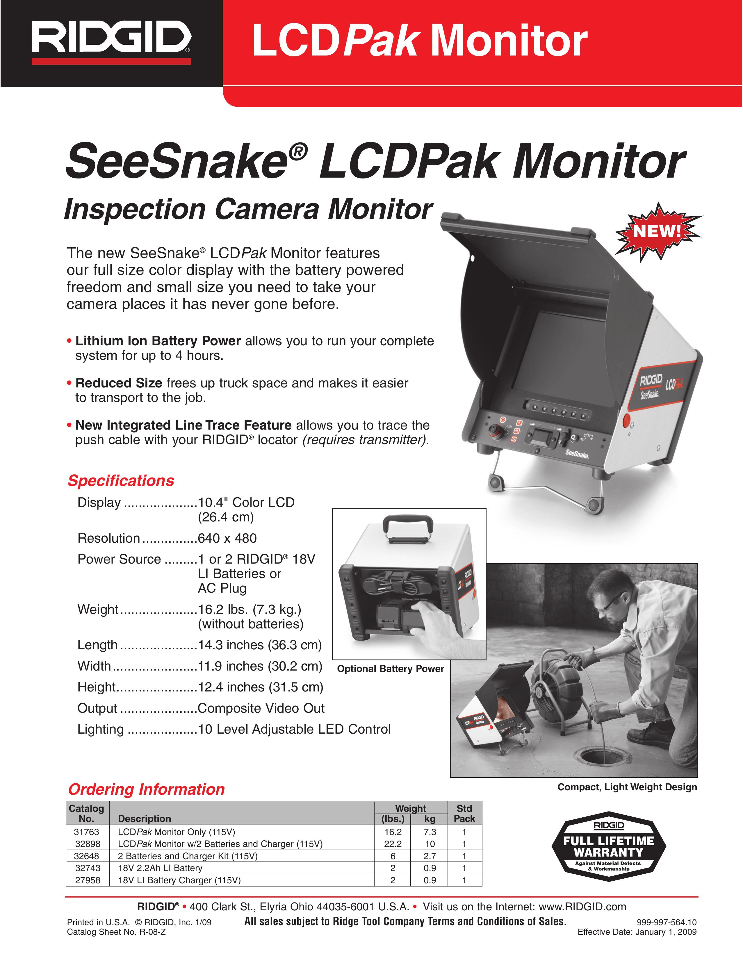 RIDGID SeeSnake LCDPak Monitor Security Camera User Manual