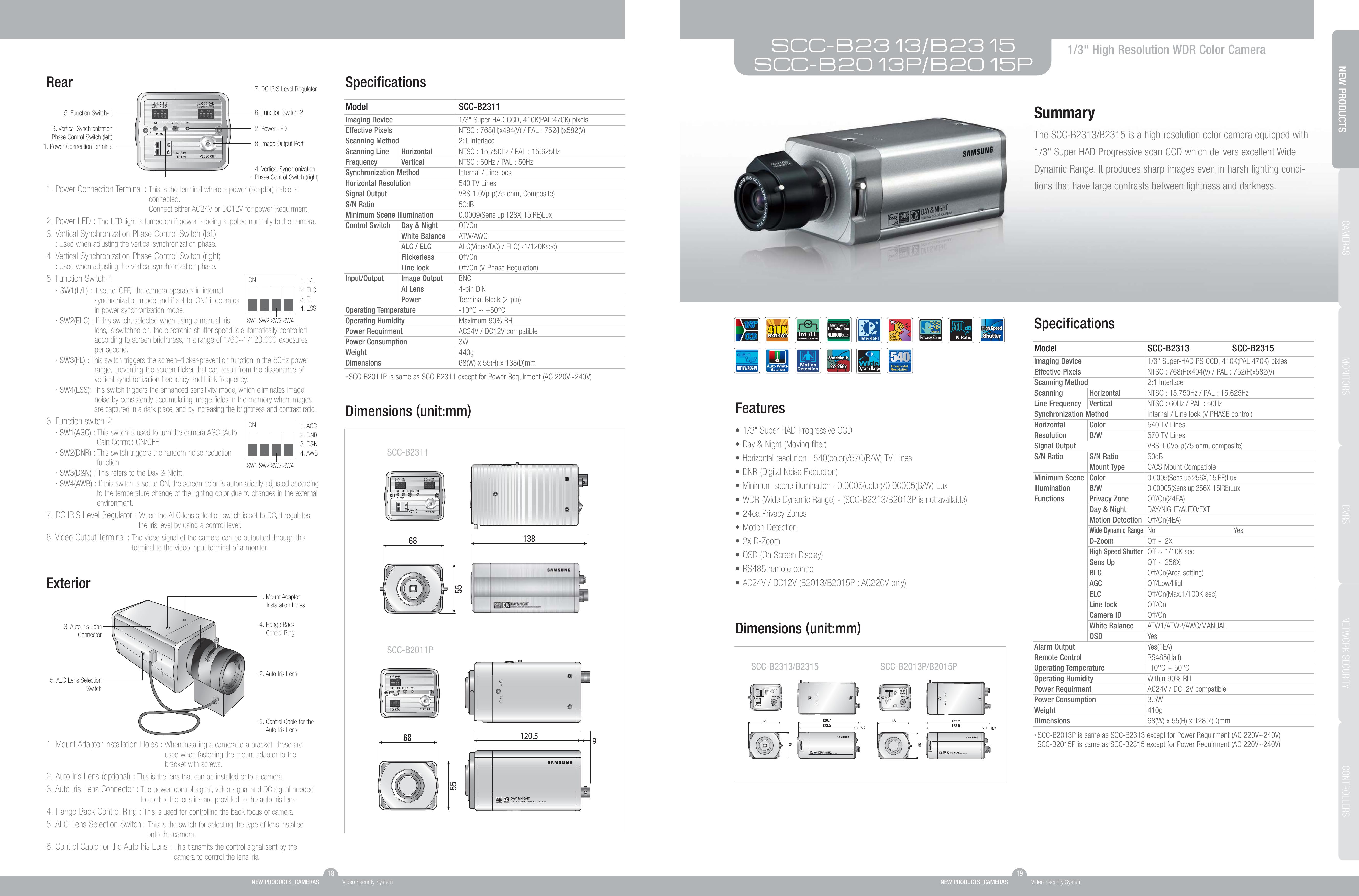Samsung SCC-B2013P Security Camera User Manual