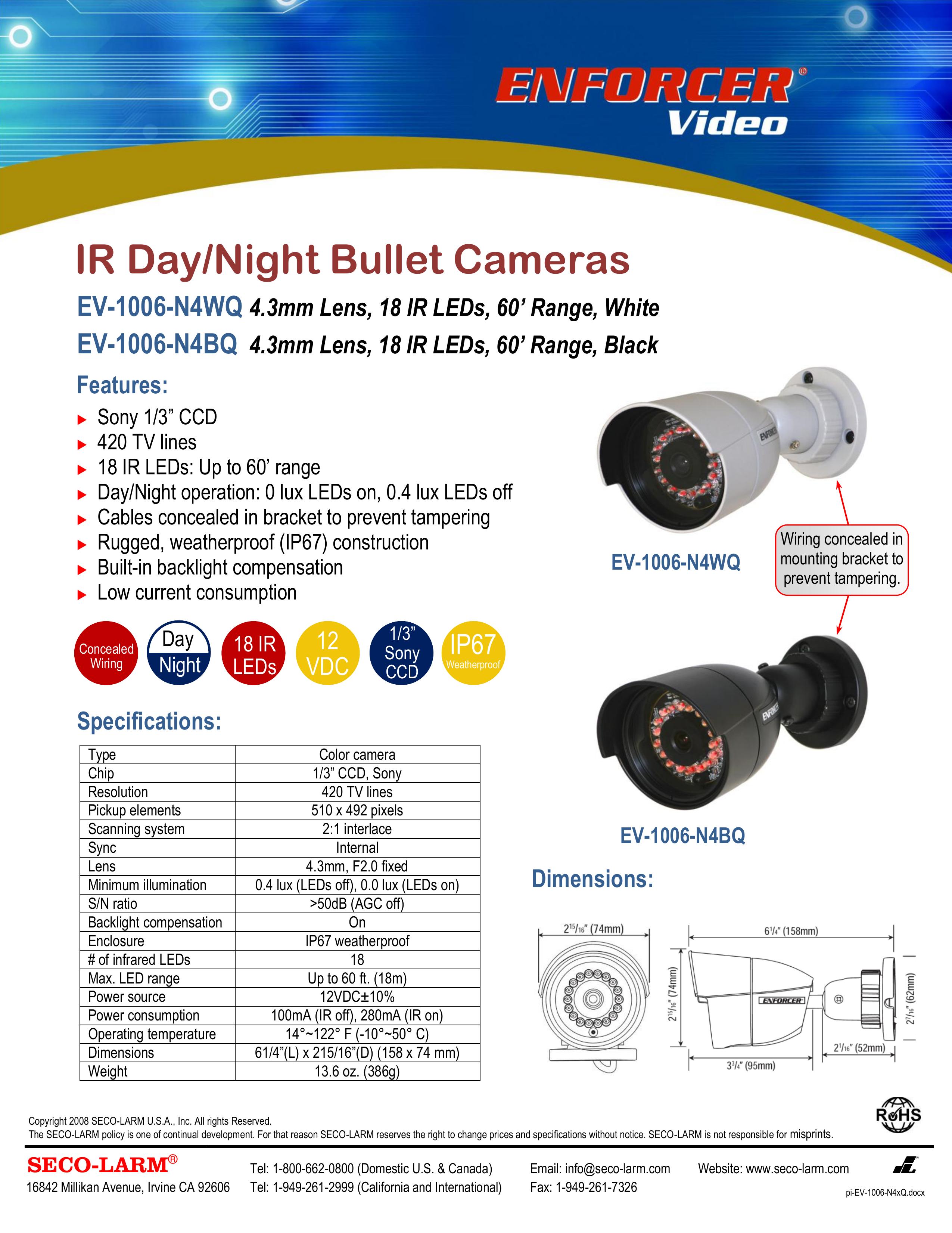 SECO-LARM USA EV-1006-N4BQ Security Camera User Manual