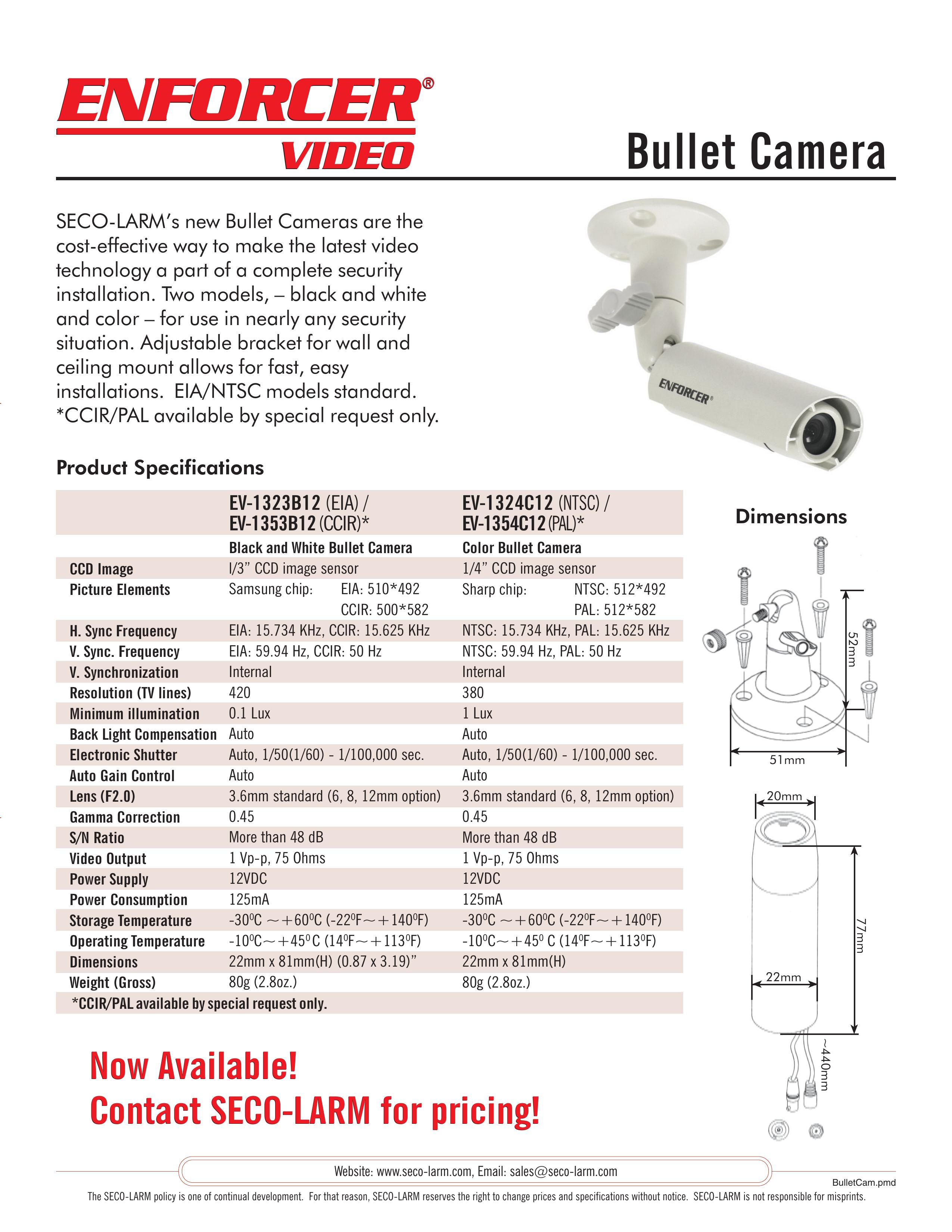 SECO-LARM USA EV-1324C12 (NTSC) Security Camera User Manual