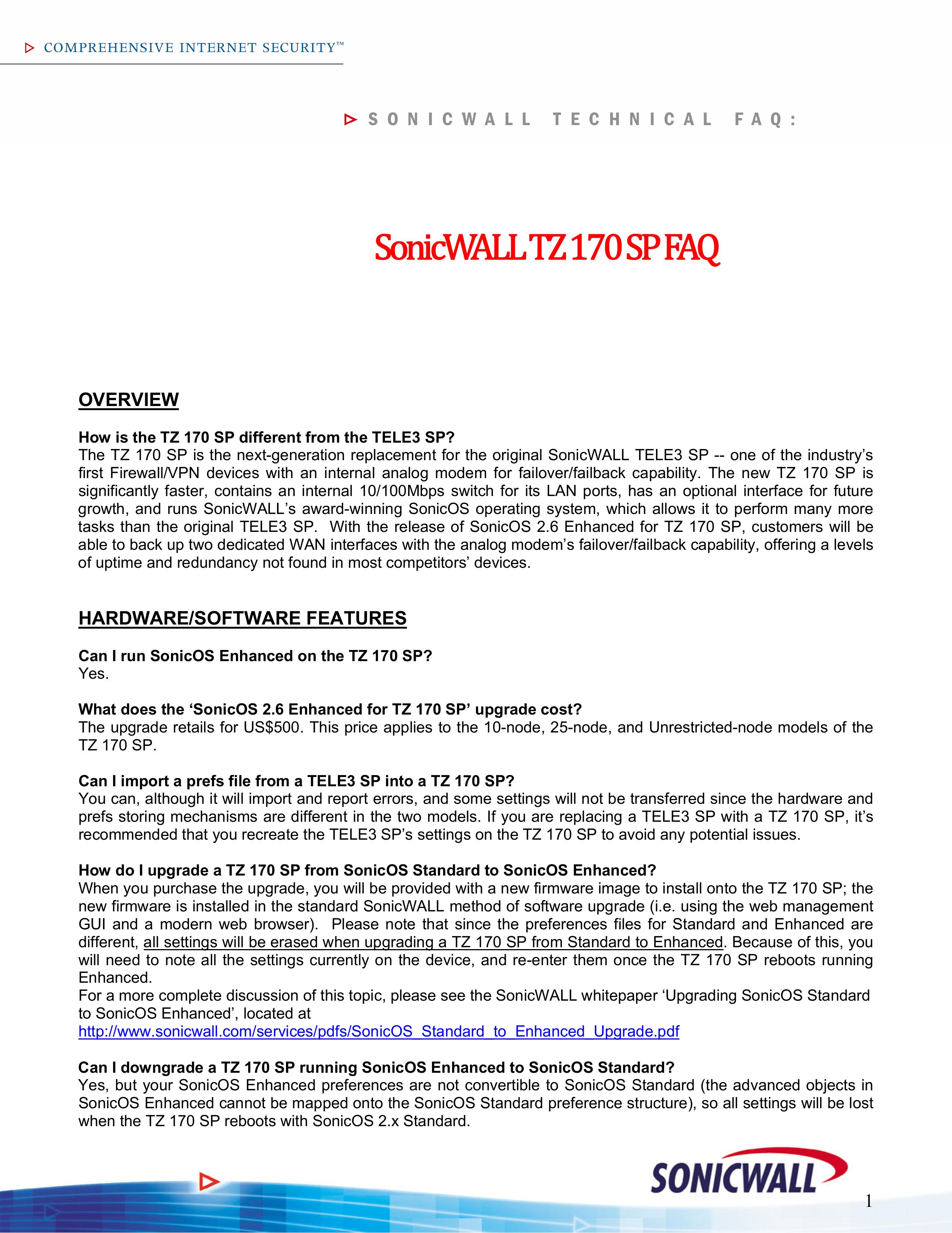 SonicWALL TZ170SP Security Camera User Manual