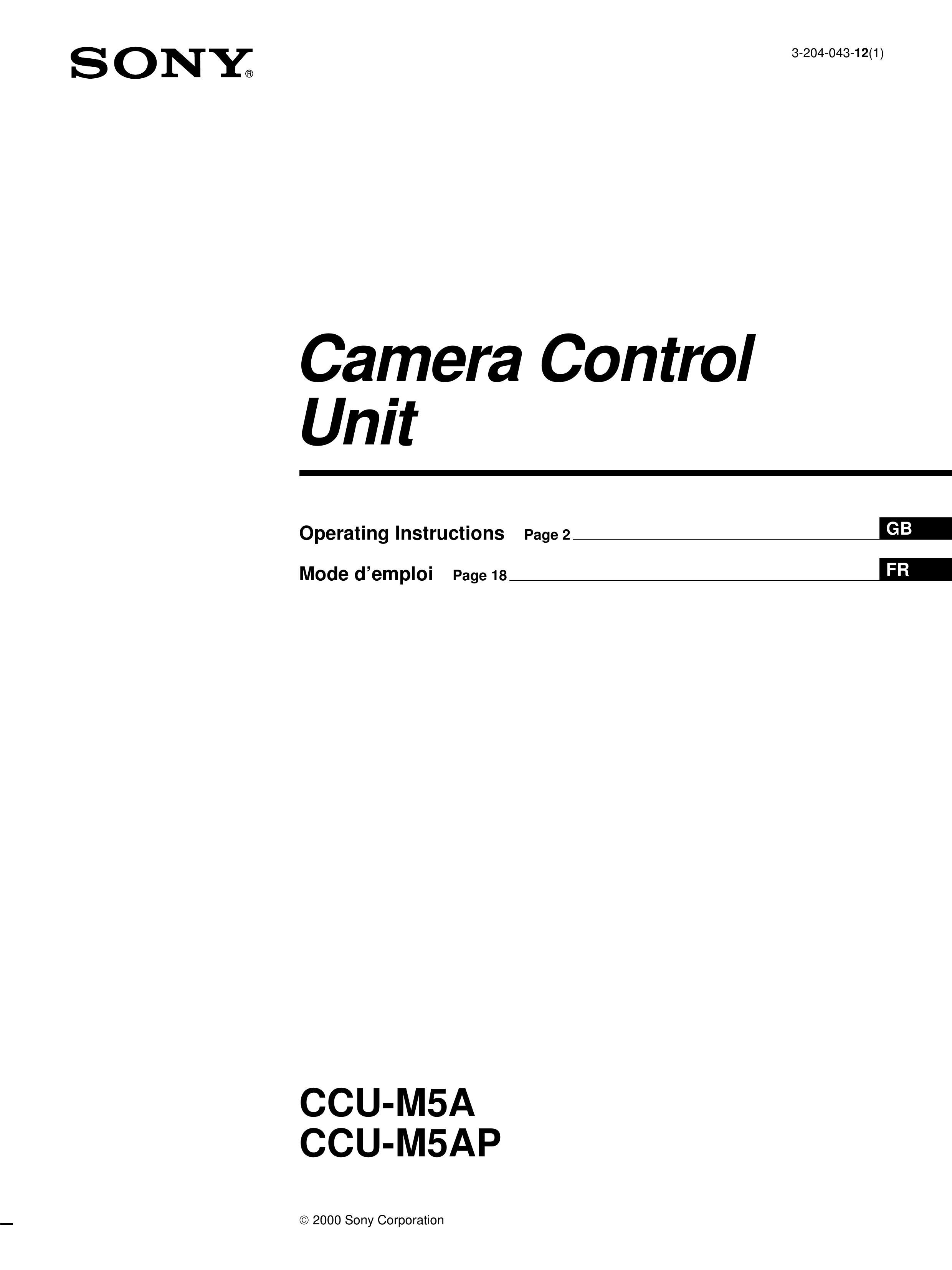 Sony CCU-M5A Security Camera User Manual