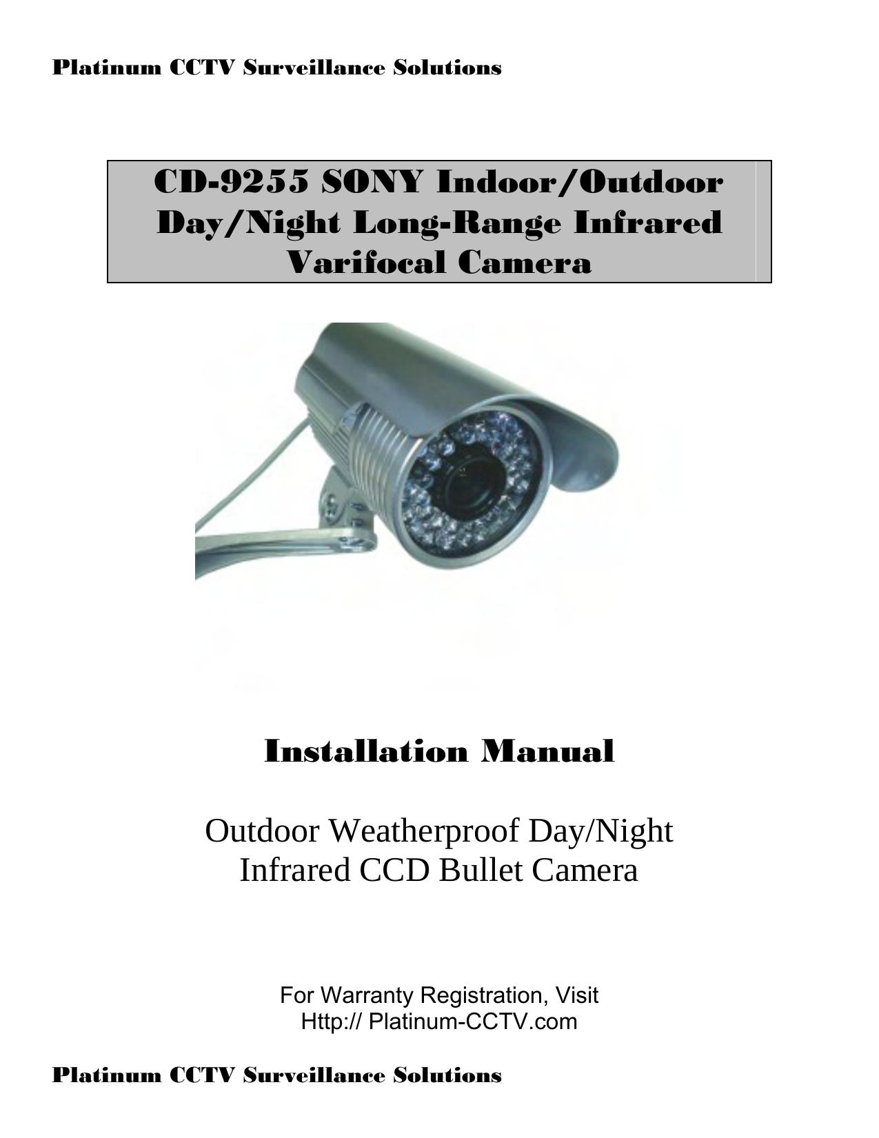 Sony CD-9255 Security Camera User Manual